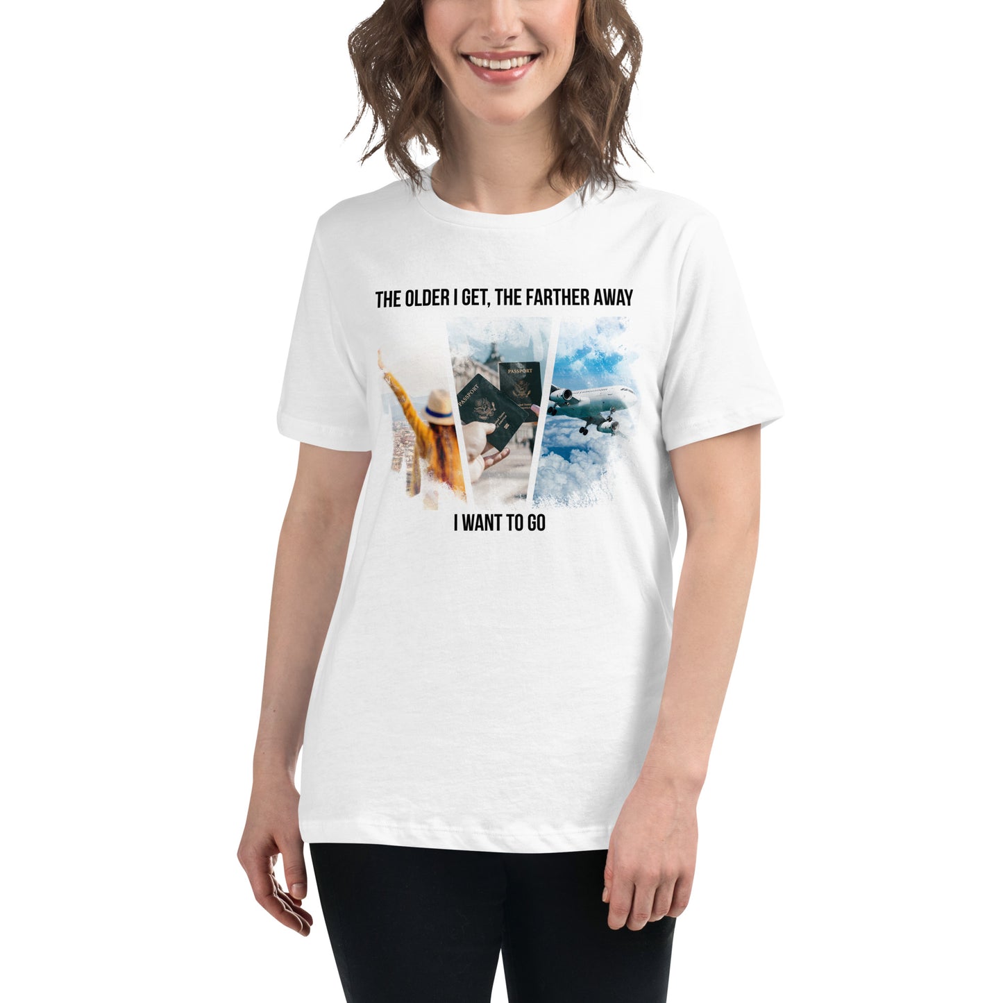 "The Farther I Want to Go" White Motivational Women’s T-Shirt Lifestyle