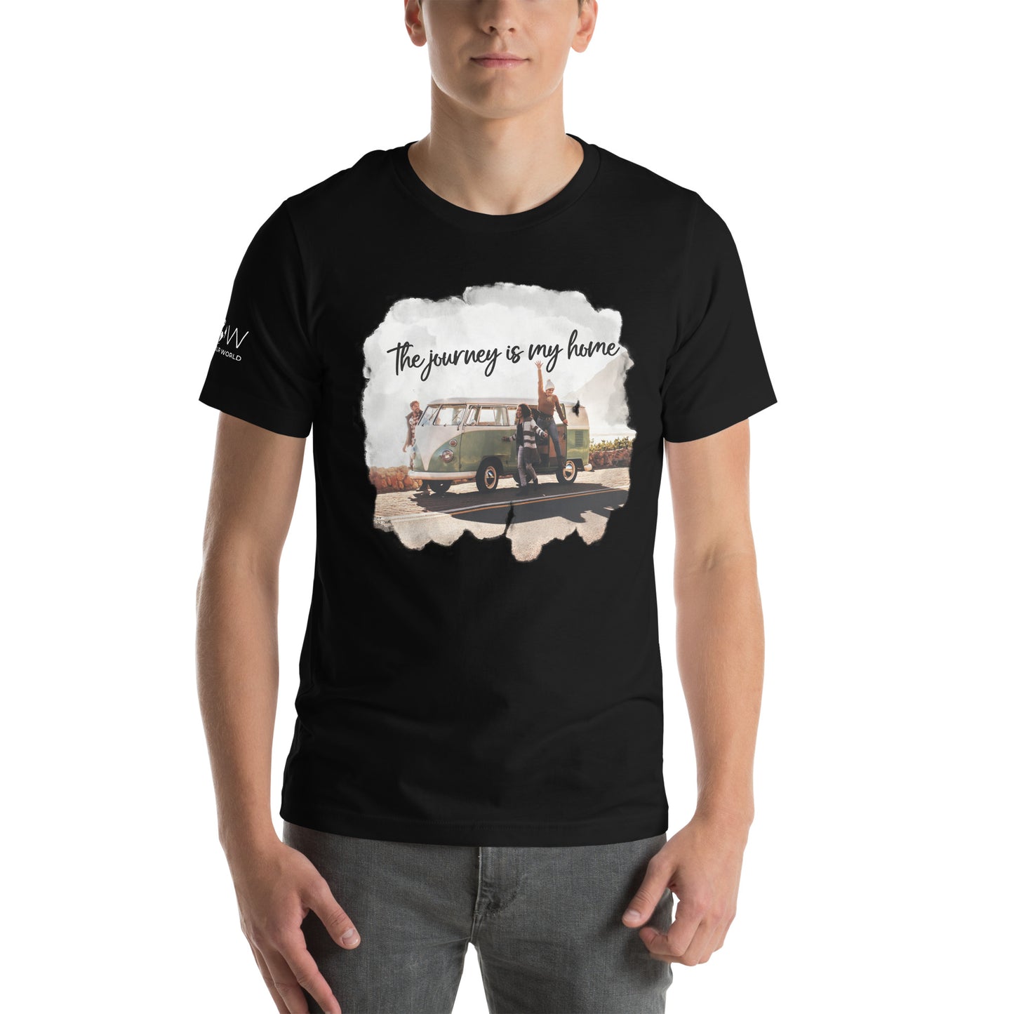 The Journey is My Home (Adventure Van Design) Men's Motivational Black T-Shirt