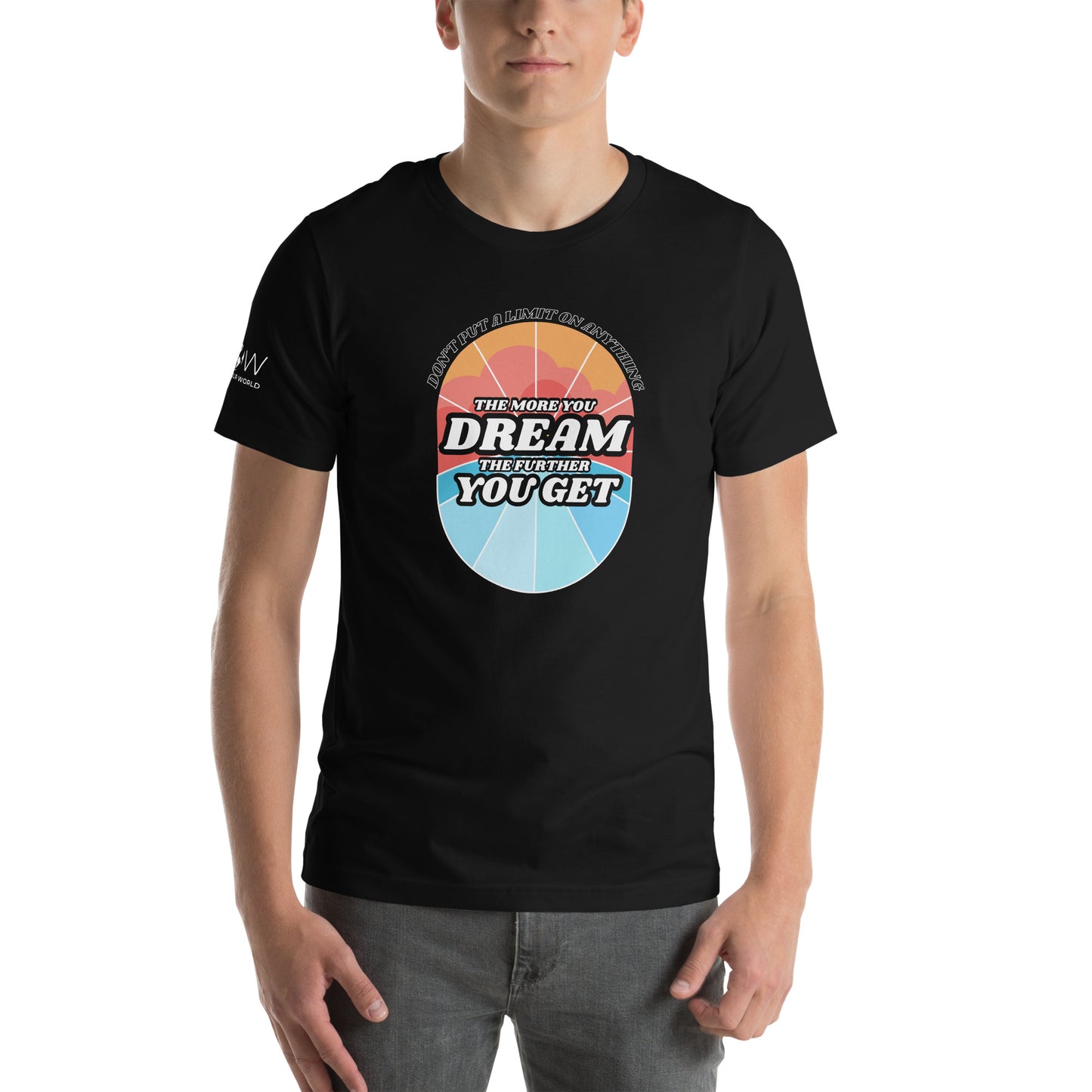"The More You Dream, The Farther You Get" Men's Motivational Black T-Shirt