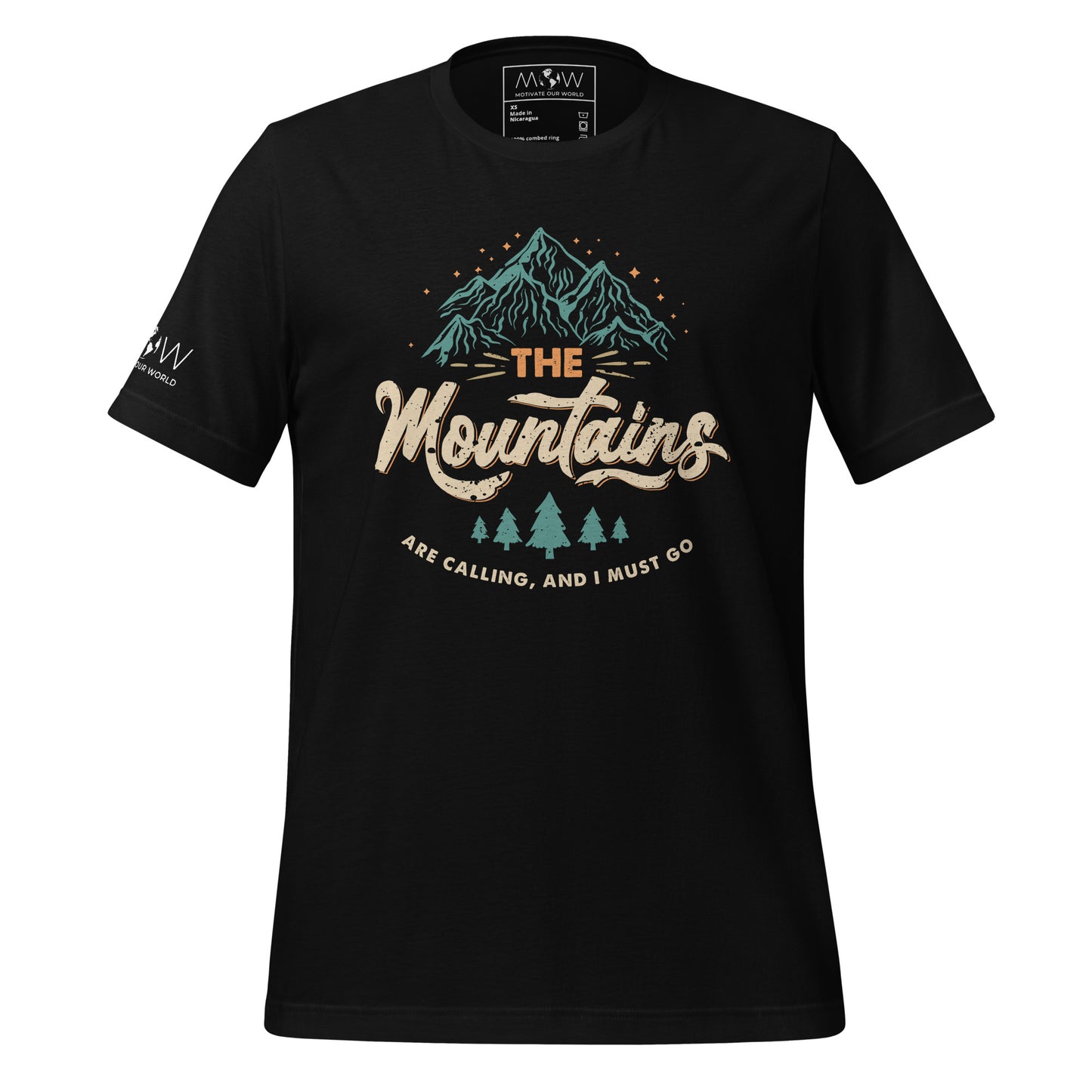 The Mountains Are Calling Men's Motivational Black T-Shirt