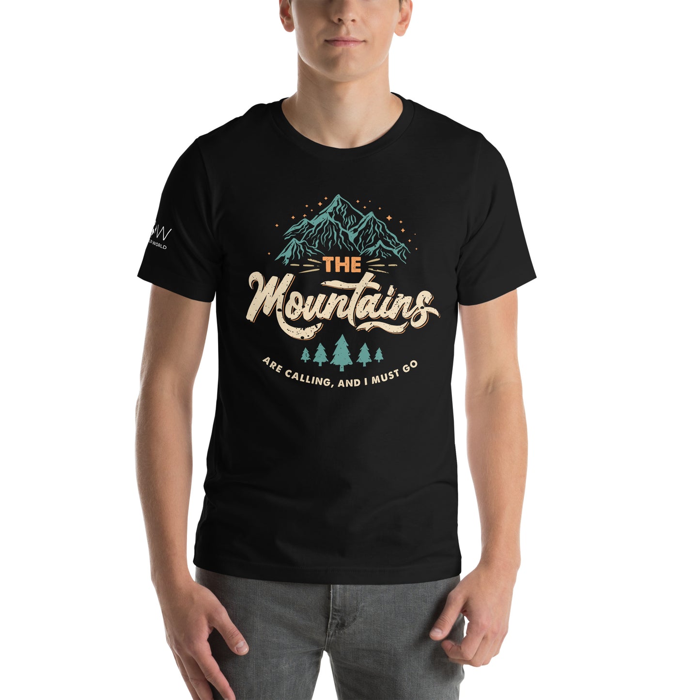 The Mountains Are Calling Men's Motivational Black T-Shirt