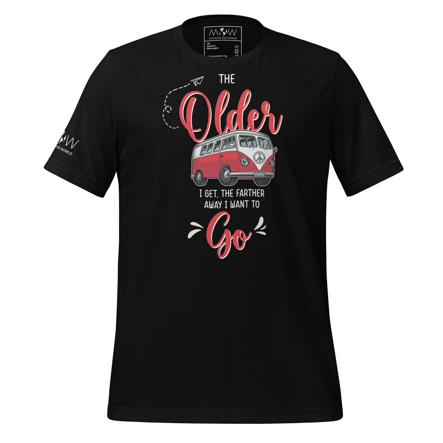 "The Older I Get, The Farther I Want to Go" Men's Motivational Black T-Shirt