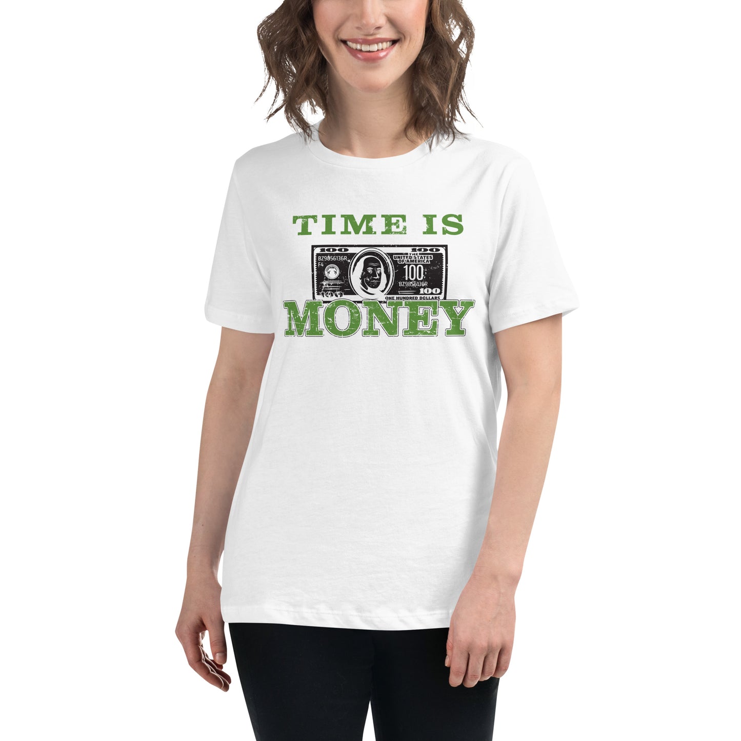 Time is Money II White Motivational Women’s T-Shirt Lifestyle