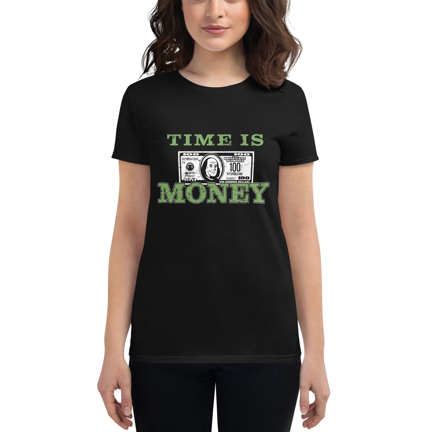 Time is Money II Women’s Motivational Black T-Shirt
