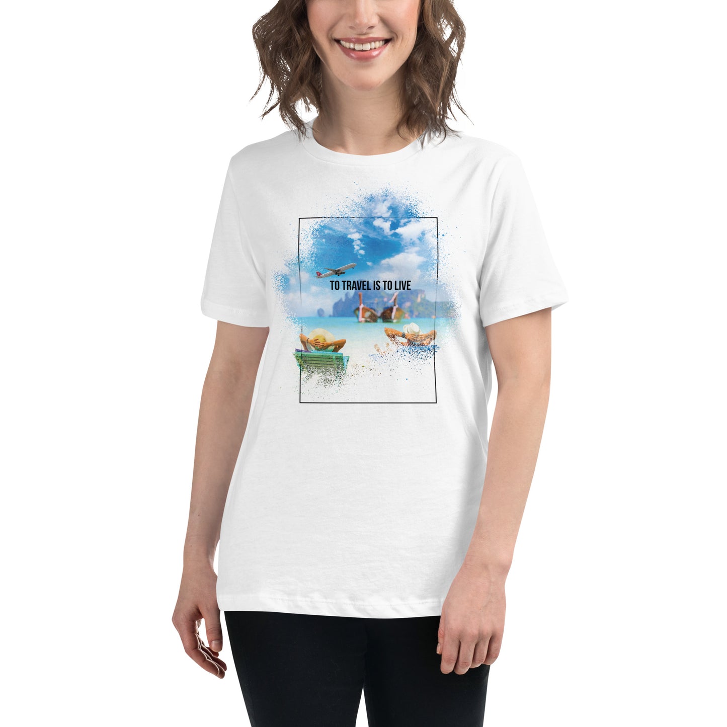 To Travel Is To Live Beach Chairs White Motivational Women’s T-Shirt Lifestyle