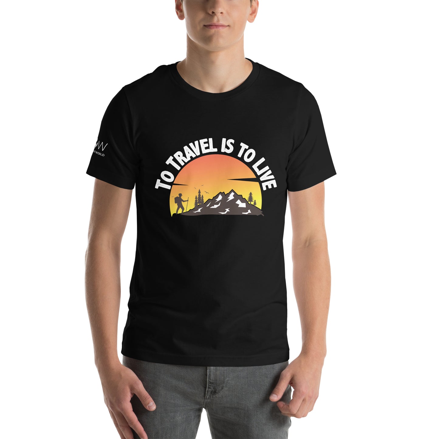 "To Travel Is to Live" Men's Motivational Black T-Shirt