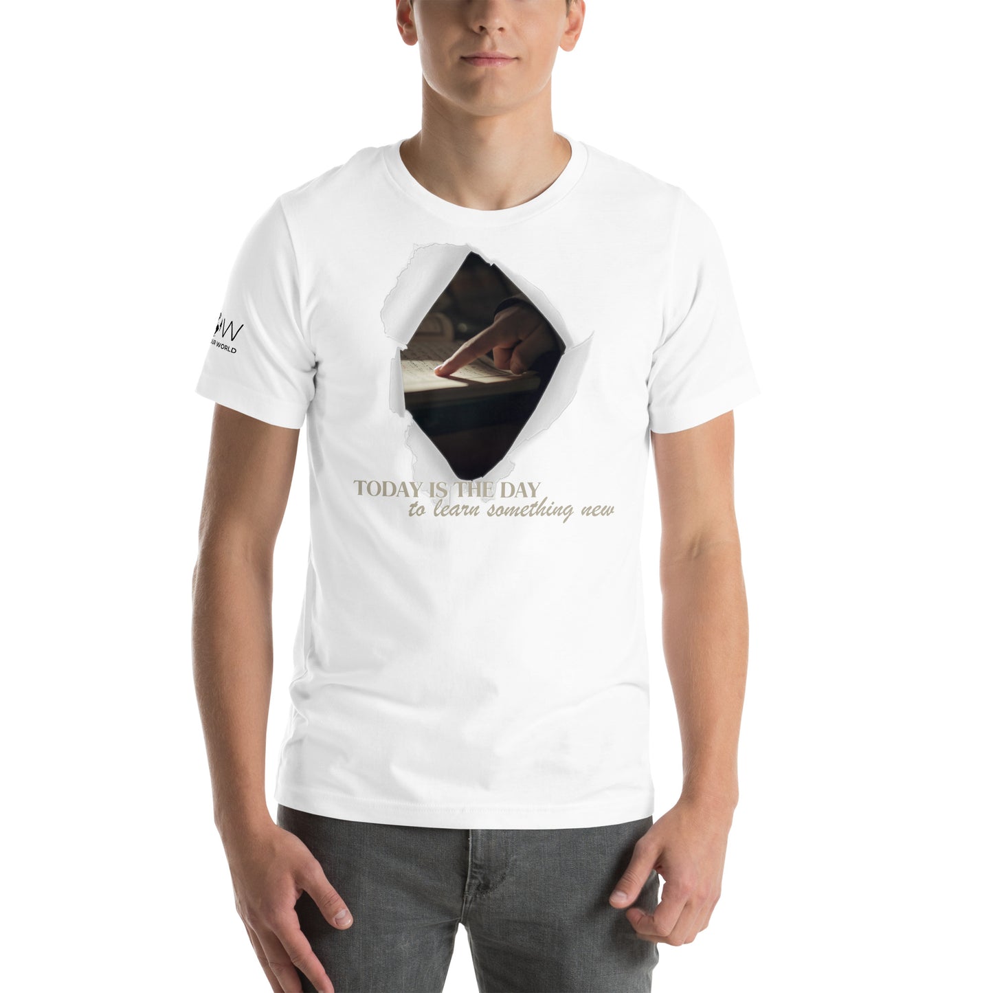 Today Is the Day to Learn Something New - Ripped Paper Edition Men's Motivational White T-Shirt