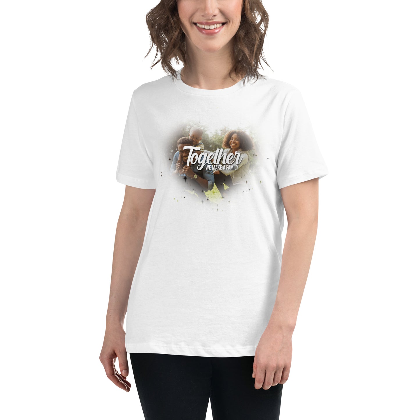 Together, We Make a Family - Heart Edition White Motivational Women’s T-Shirt Lifestyle