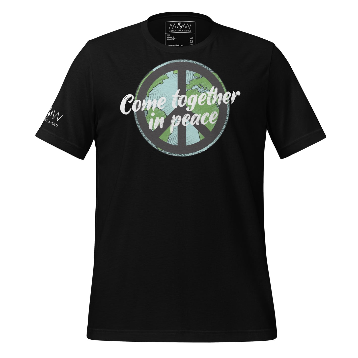 Together in Peace Men's Motivational Black T-Shirt