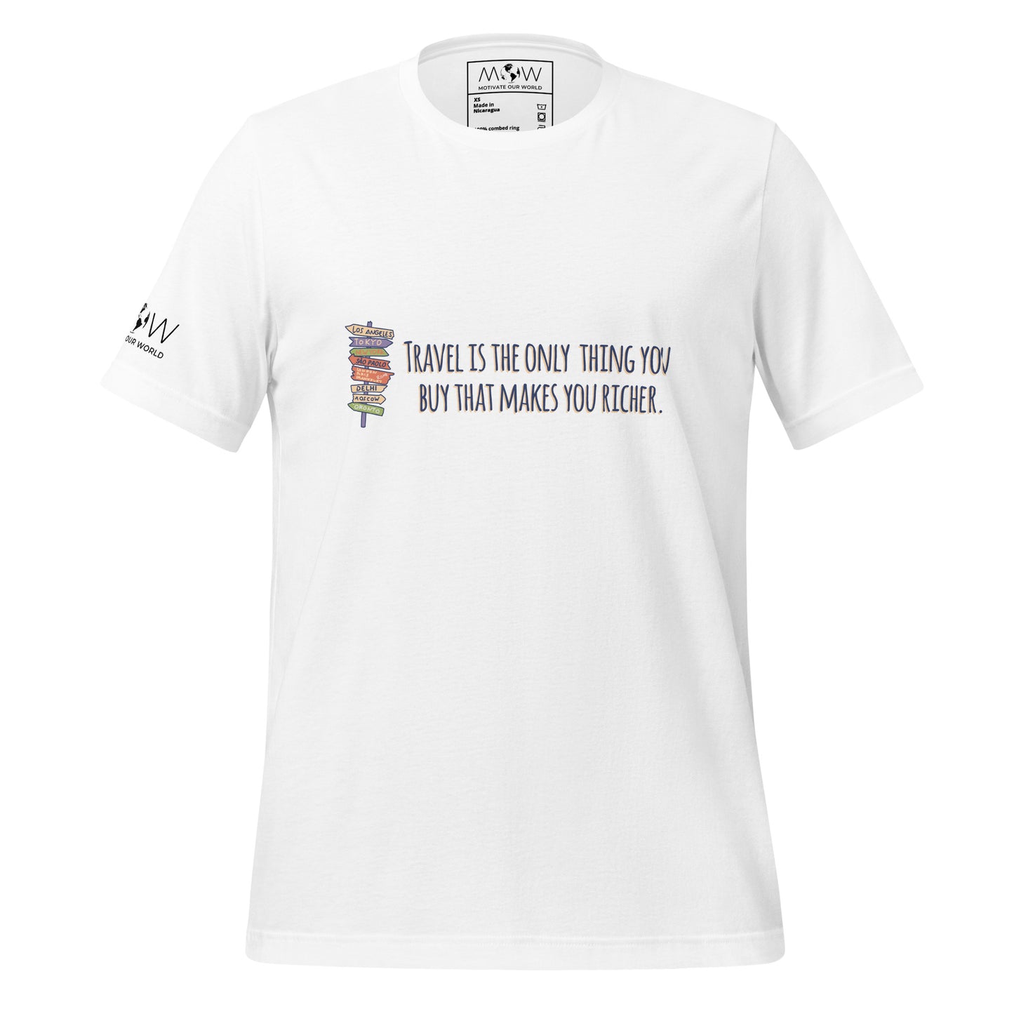 Travel Is the Only Thing You Buy That Makes You Richer (Signpost Design) Men's Motivational White T-Shirt