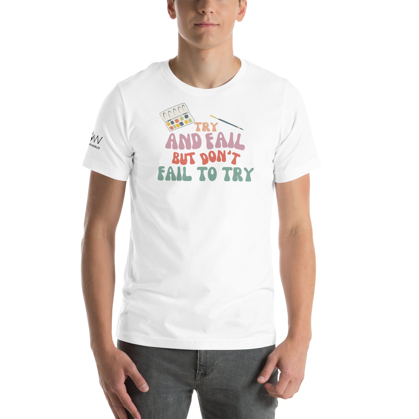 Try and Fail - Color Splash Edition White Motivational Men's T-Shirt