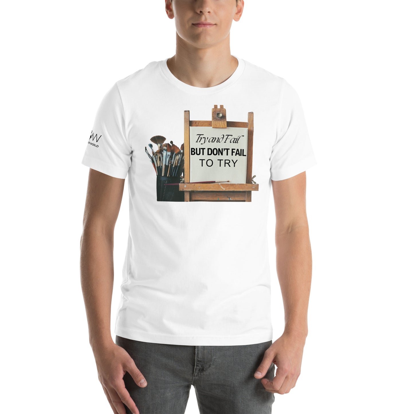 Try and Fail - Easel Edition White Motivational Men's T-Shirt