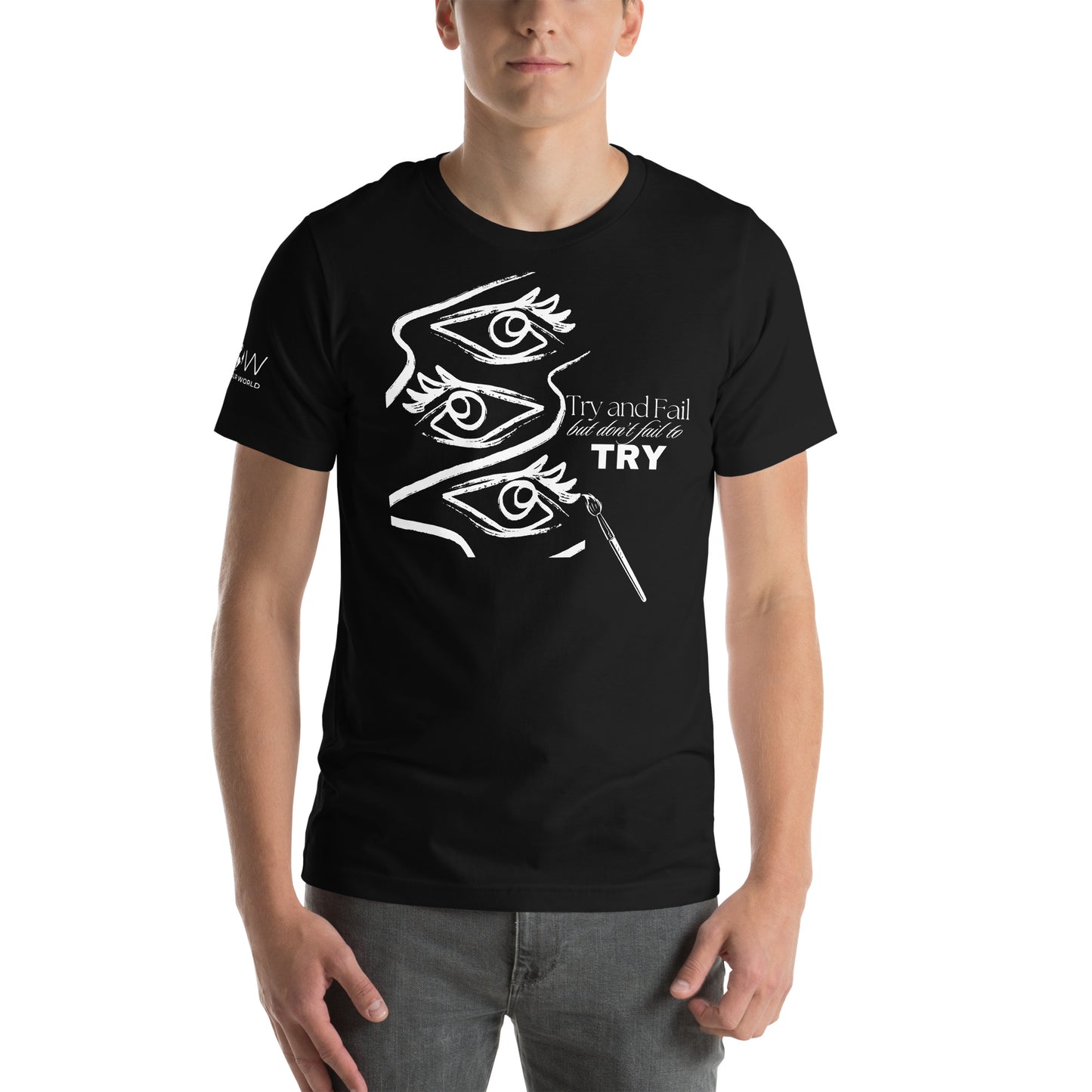 Try and Fail Black Motivational Men's T-Shirt