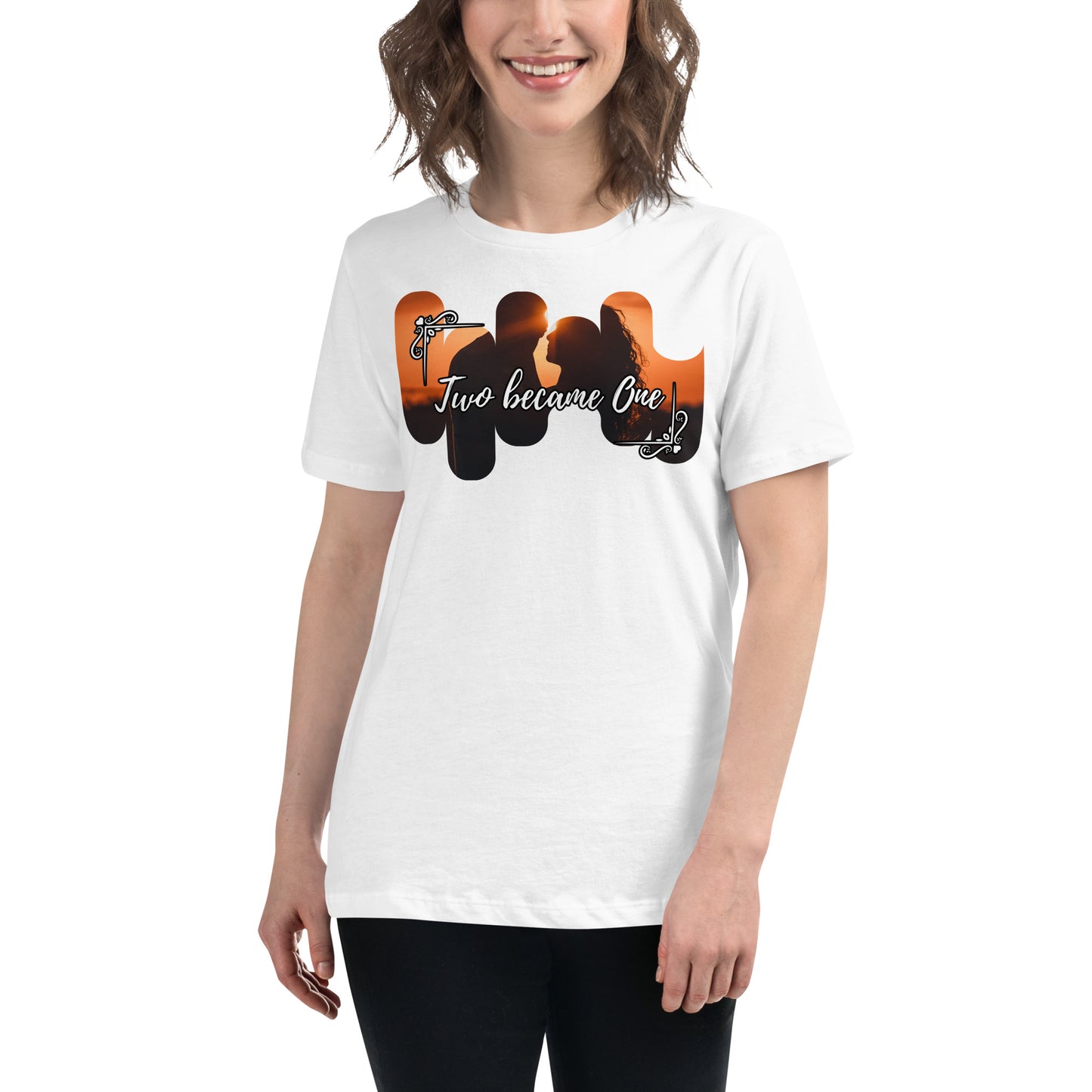 Two Became One – Sunset Silhouette Edition White Motivational Women’s T-Shirt Lifestyle