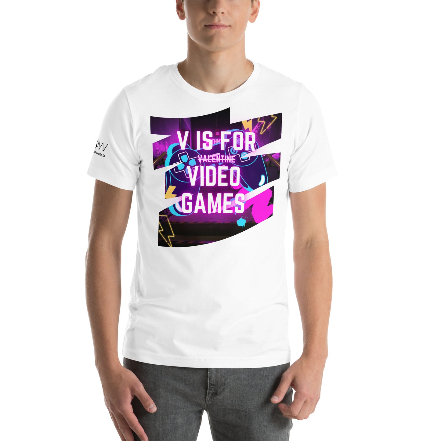 "V is for Video Games" White Motivational Men's T-Shirt
