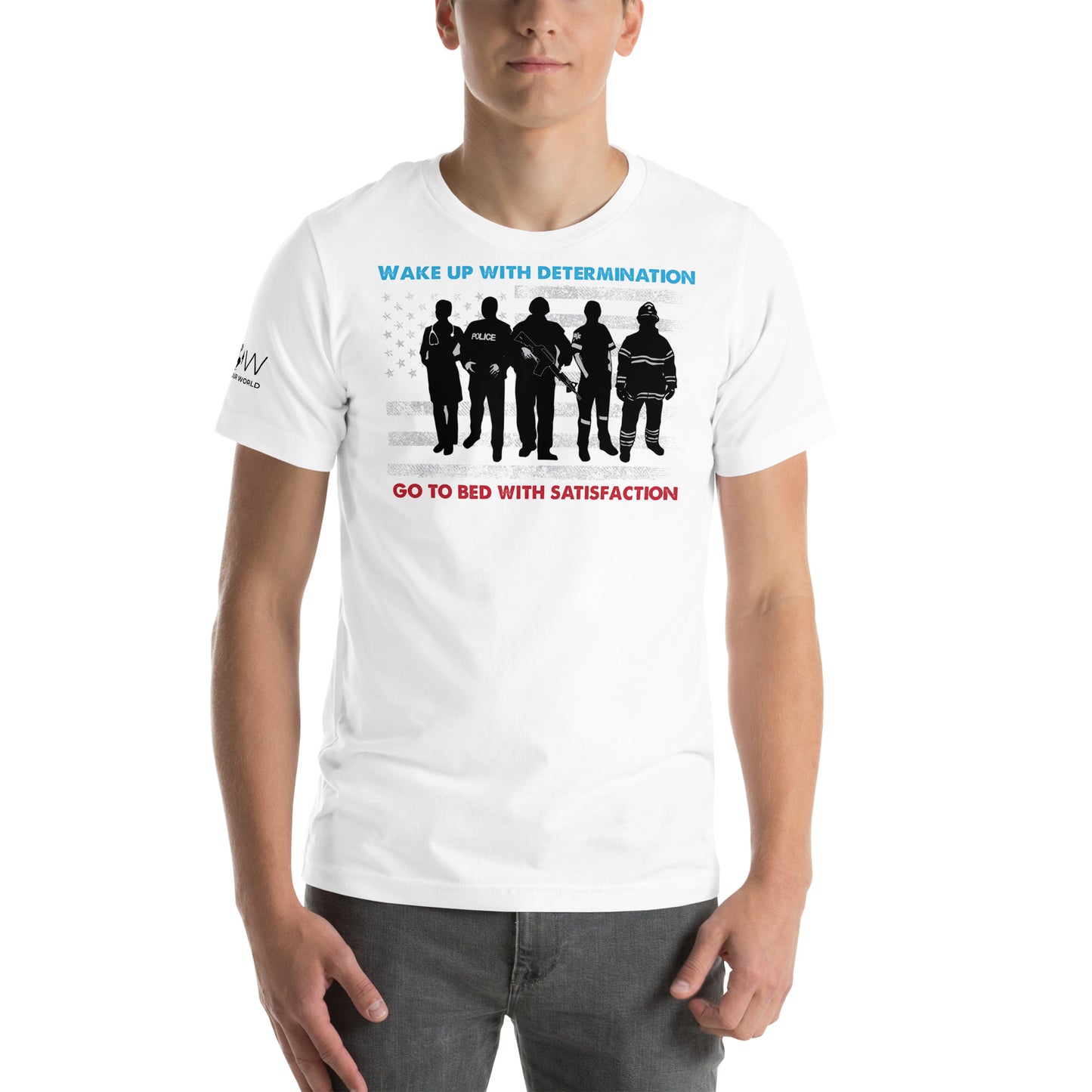 Wake Up with Determination White Motivational Men's T-Shirt