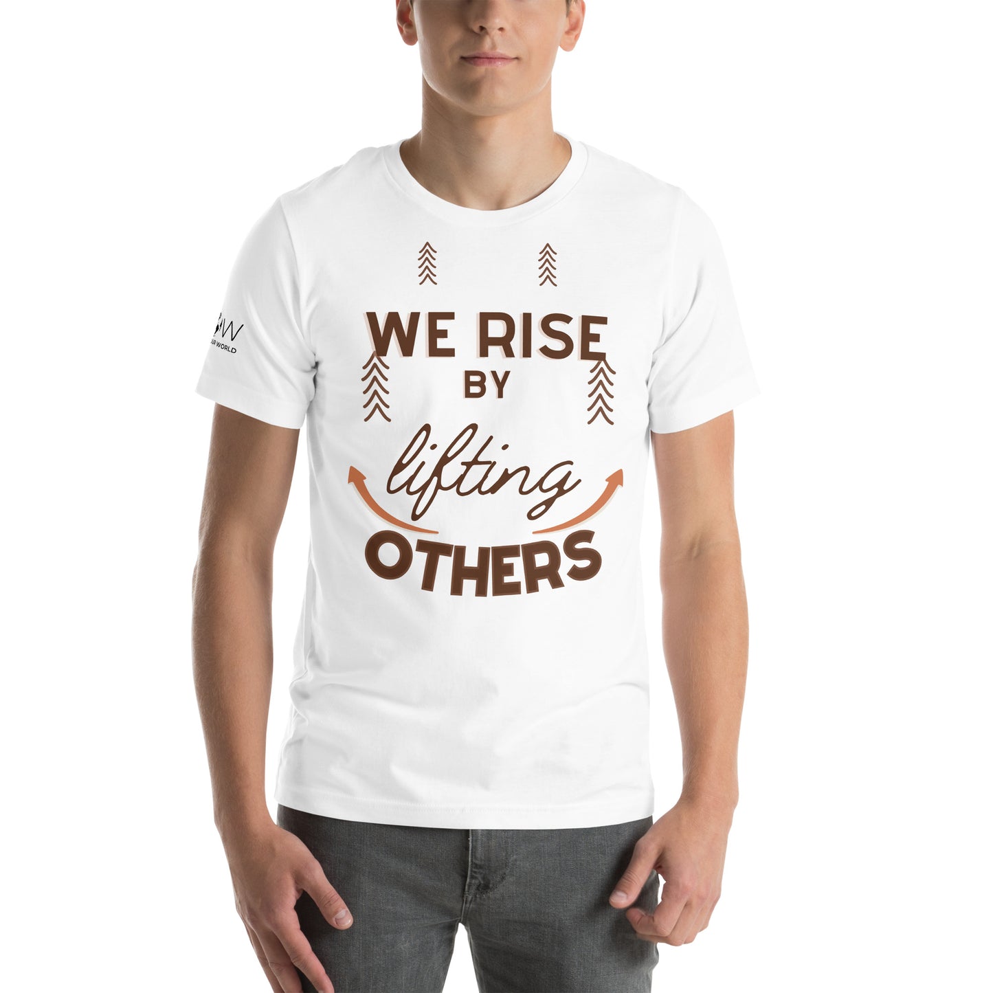 We Rise by Lifting White Motivational Men's T-Shirt