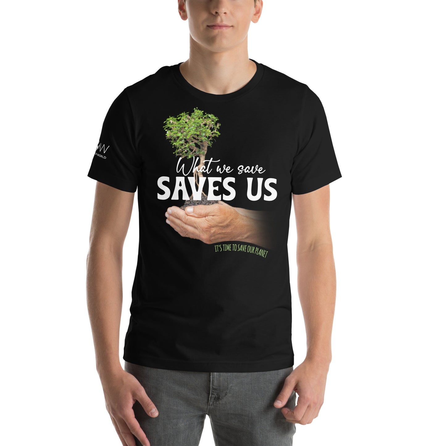 What We Save Saves Us Men's Motivational Black T-Shirt