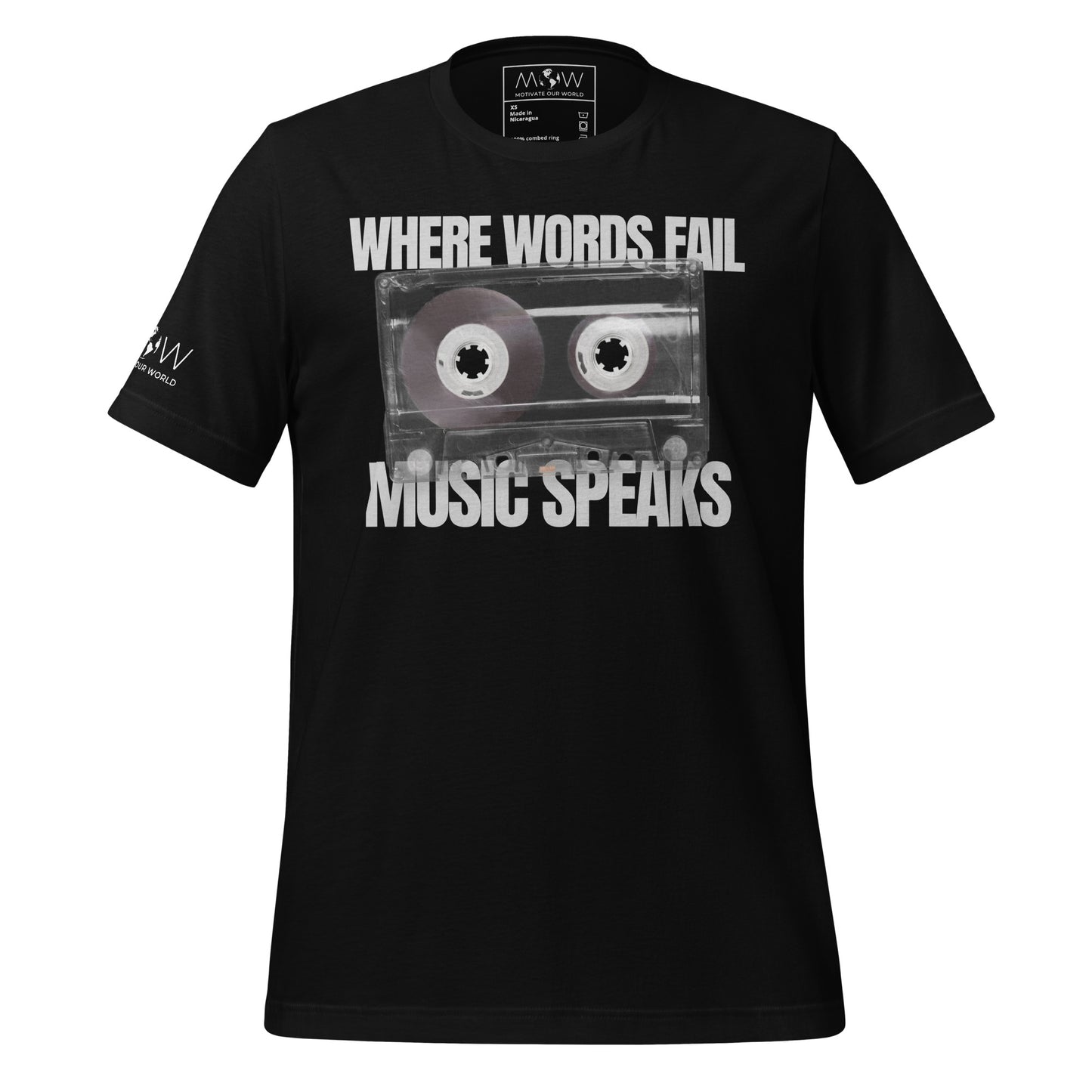 When Words Fail, Music Speaks - Cassette Edition Black Motivational Men's T-Shirt