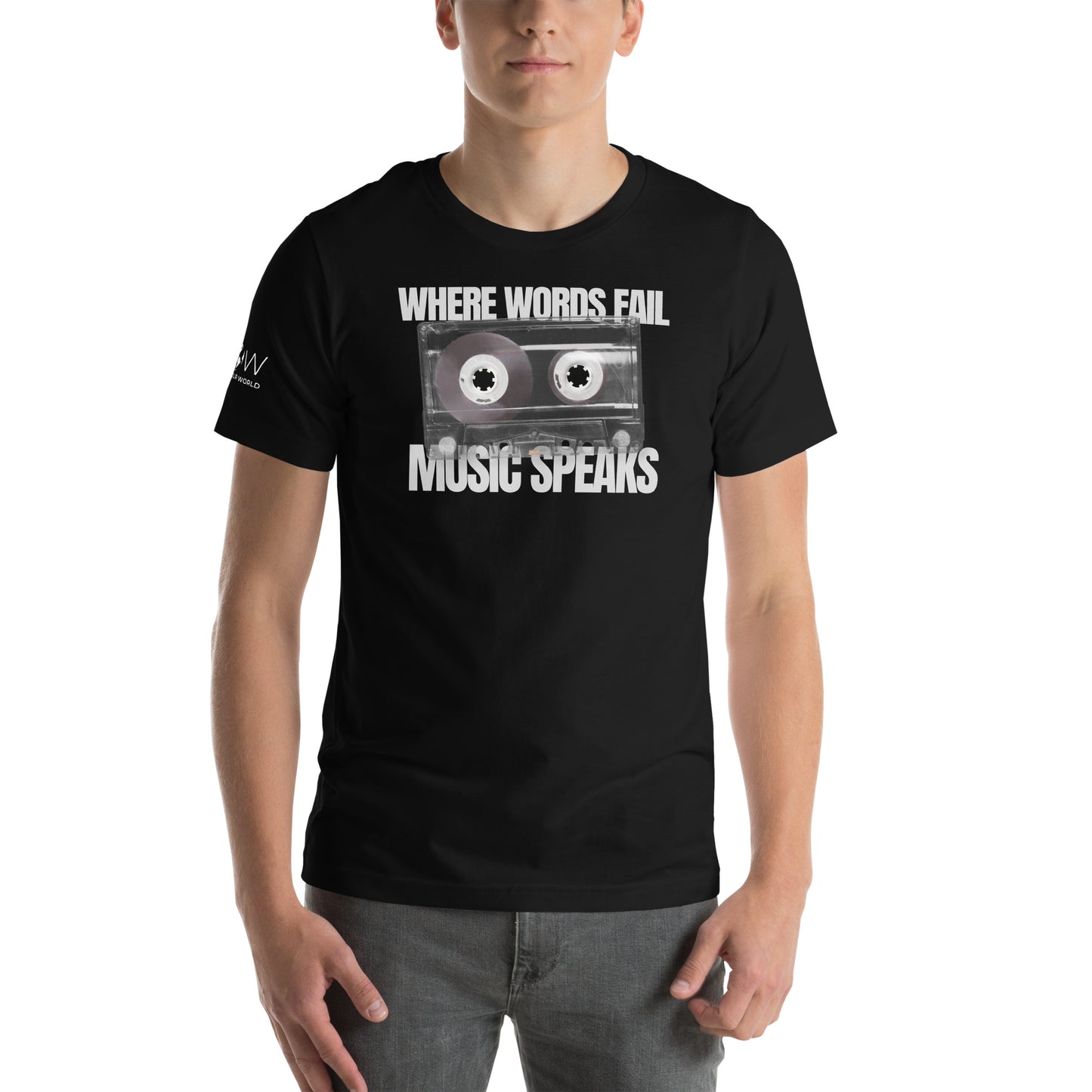 When Words Fail, Music Speaks - Cassette Edition Black Motivational Men's T-Shirt
