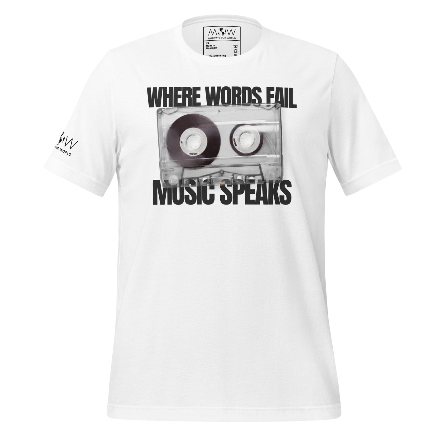 When Words Fail, Music Speaks - Cassette Edition White Motivational Men's T-Shirt