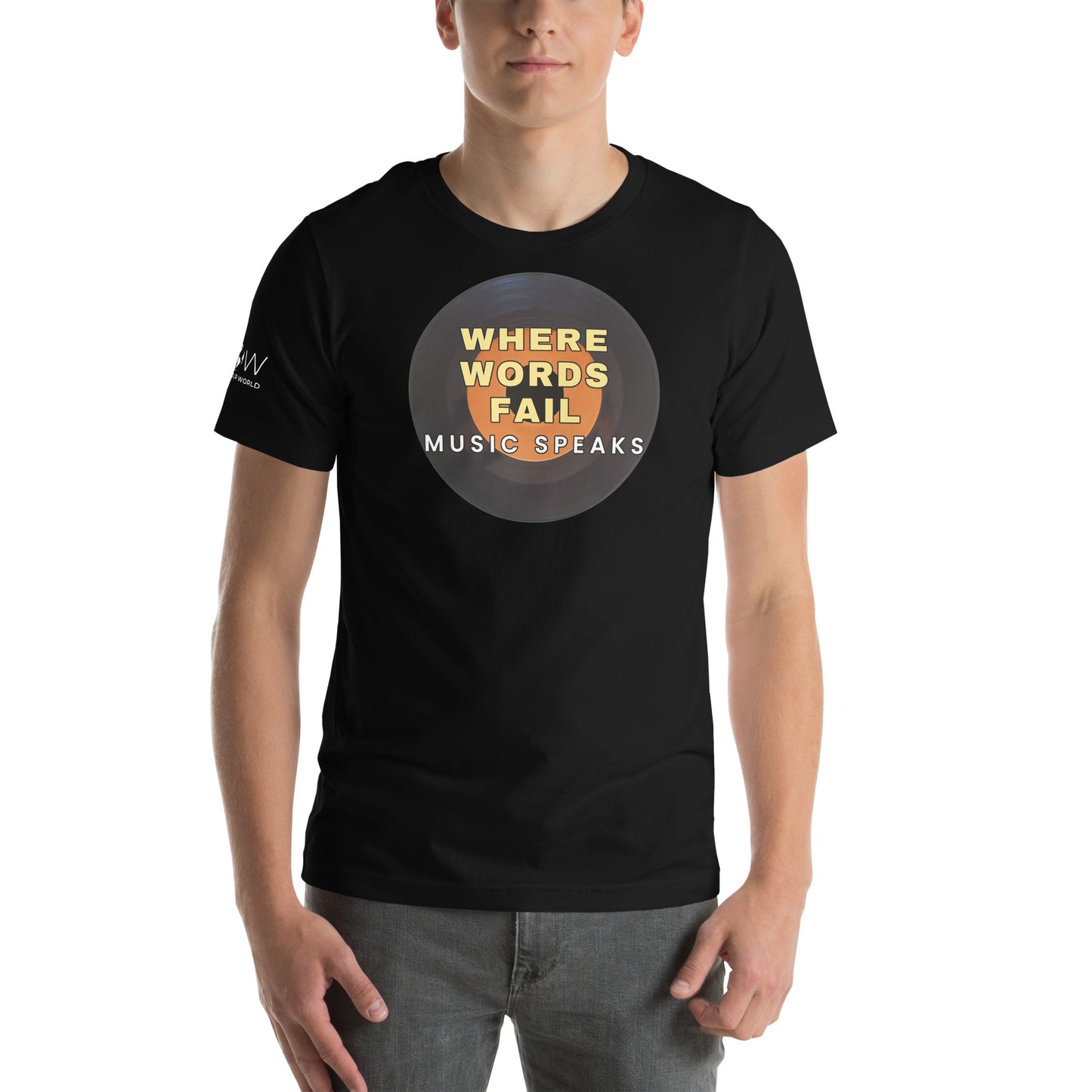 Where Words Fail Music Speaks Black Motivational Men's T-Shirt