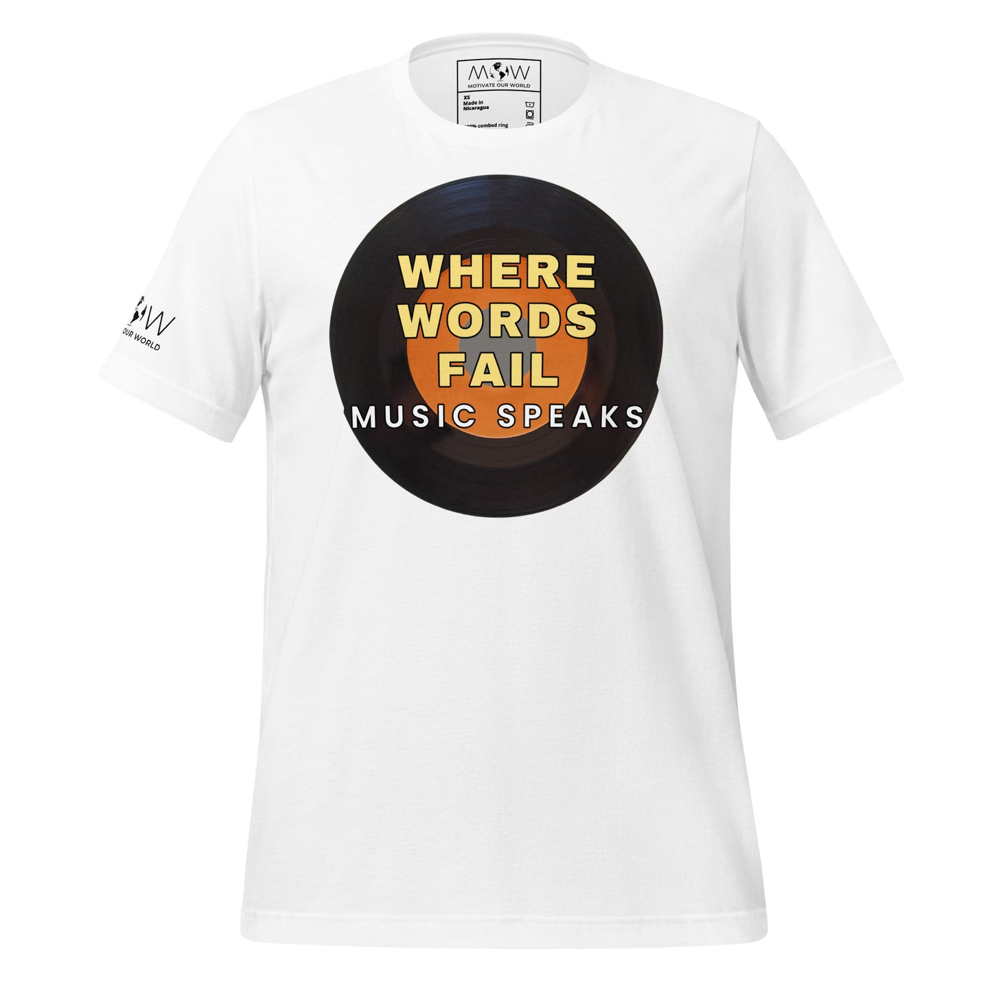 Where Words Fail Music Speaks White Motivational Men's T-Shirt