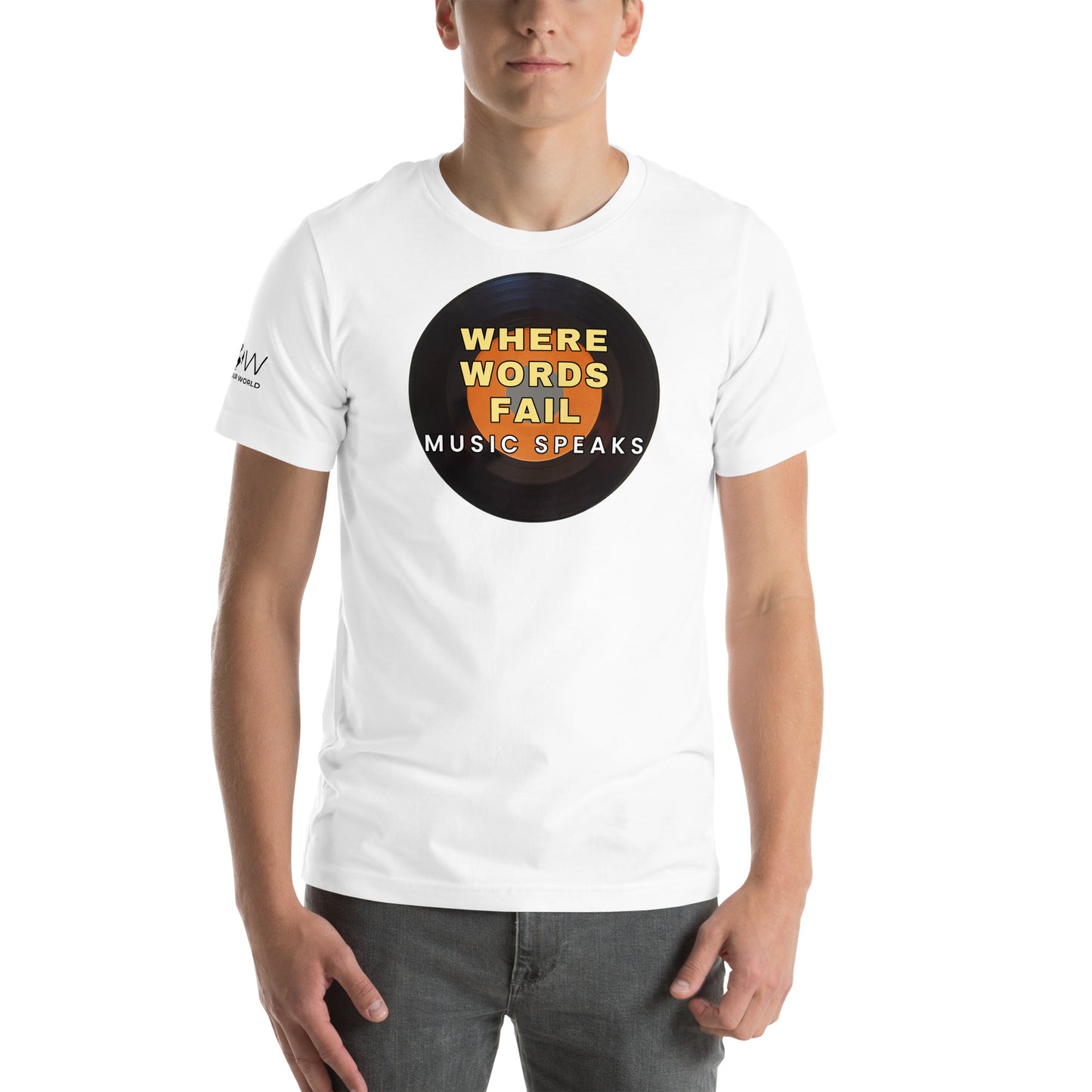 Where Words Fail Music Speaks White Motivational Men's T-Shirt