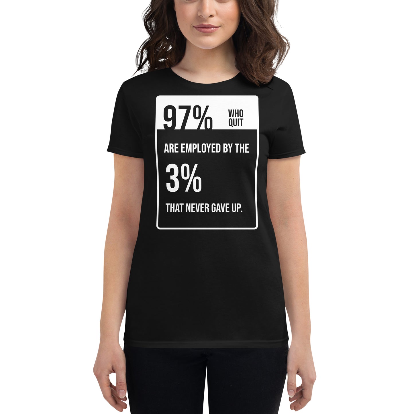 Who Quit Women’s Motivational Black T-Shirt