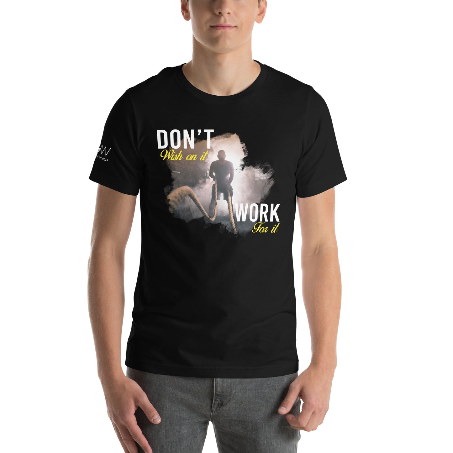 Wish on It, Work for It Men's Motivational Black T-Shirt