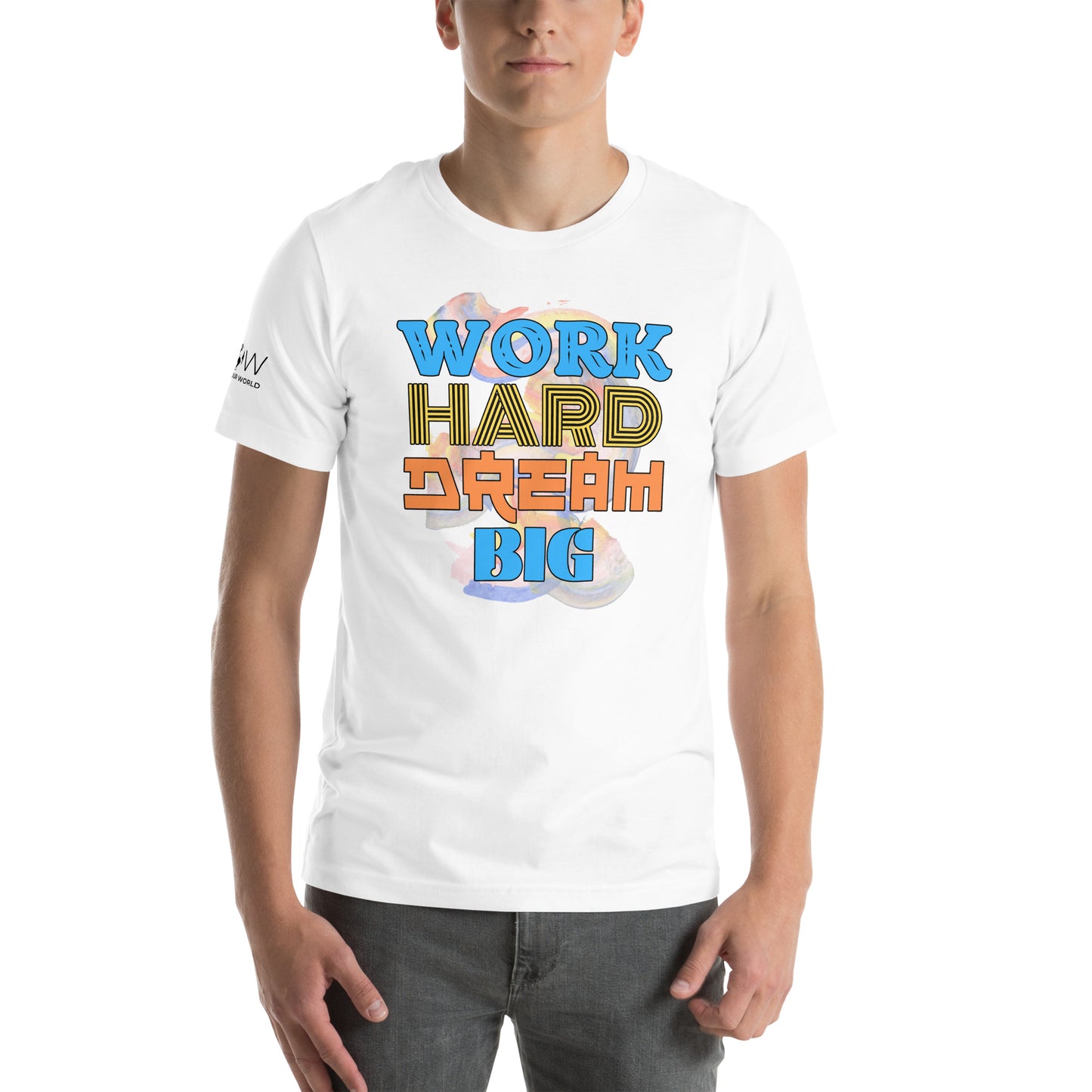 Work Hard Dream Big - Brushstroke Edition White Motivational Men's T-Shirt