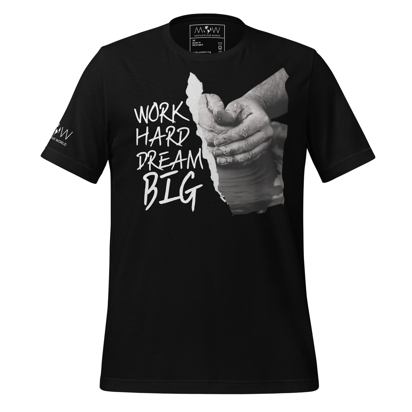 Work Hard Dream Big - Hands of Creation Edition Black Motivational Men's T-Shirt
