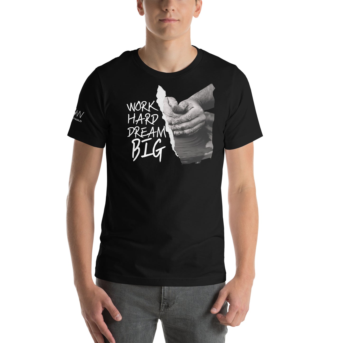 Work Hard Dream Big - Hands of Creation Edition Black Motivational Men's T-Shirt