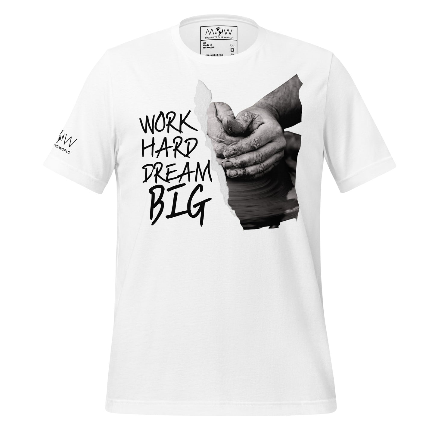 Work Hard Dream Big - Hands of Creation Edition White Motivational Men's T-Shirt