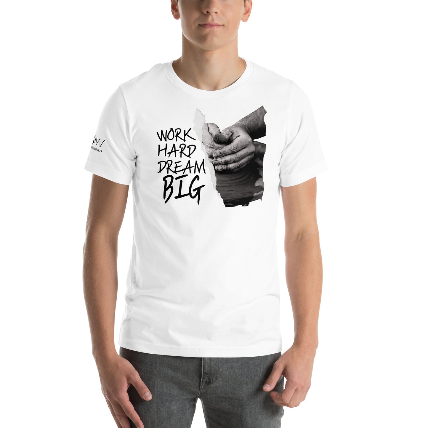 Work Hard Dream Big - Hands of Creation Edition White Motivational Men's T-Shirt