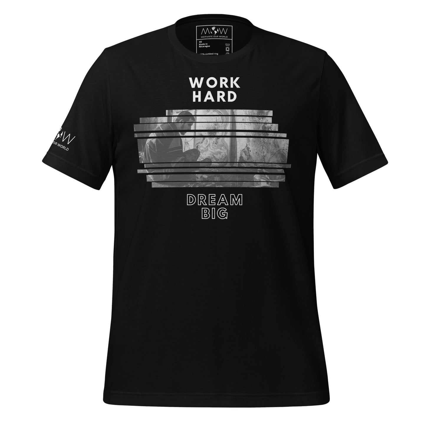 Work Hard Dream Big - Monochrome Edition Black Motivational Men's T-Shirt