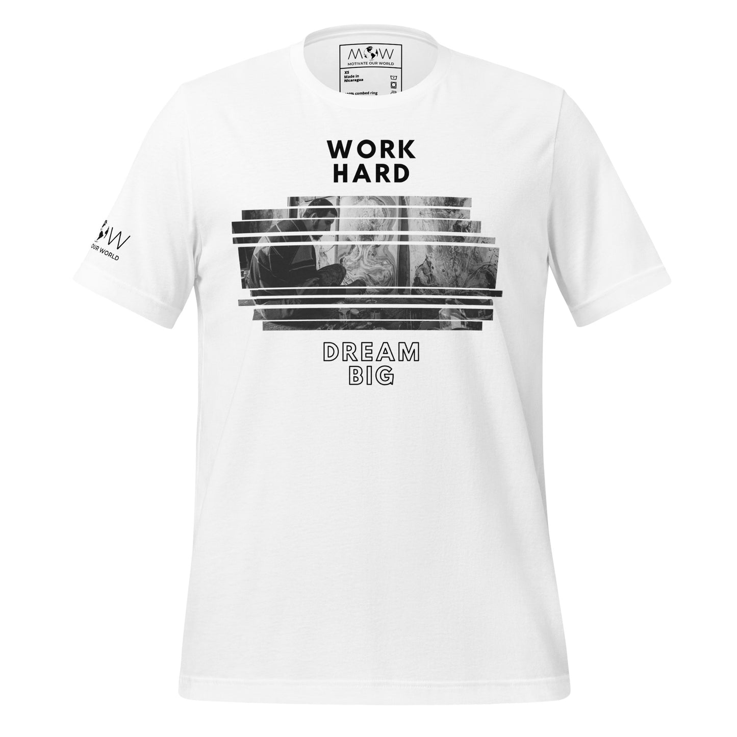 Work Hard Dream Big - Monochrome Edition White Motivational Men's T-Shirt