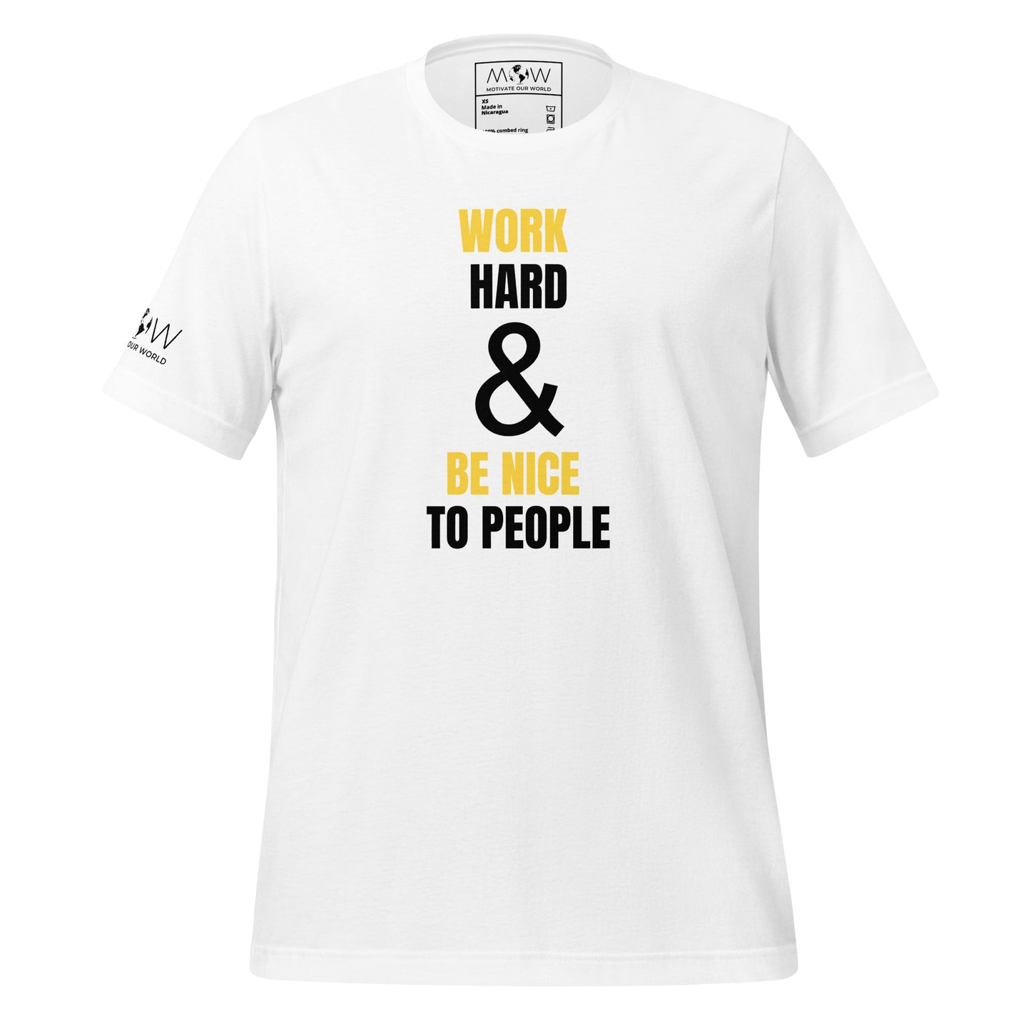 Work Hard and Be Nice Men's Motivational White T-Shirt