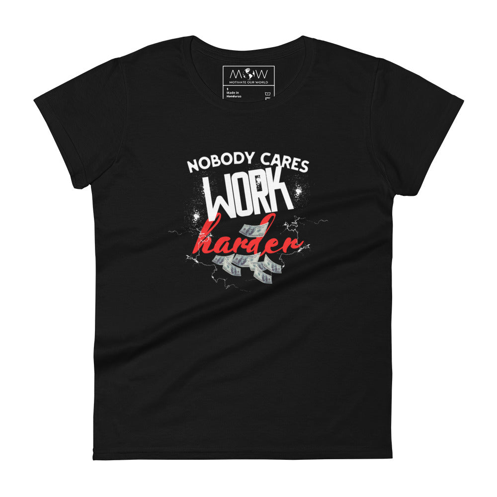 Work Harder Women’s Motivational Black T-Shirt