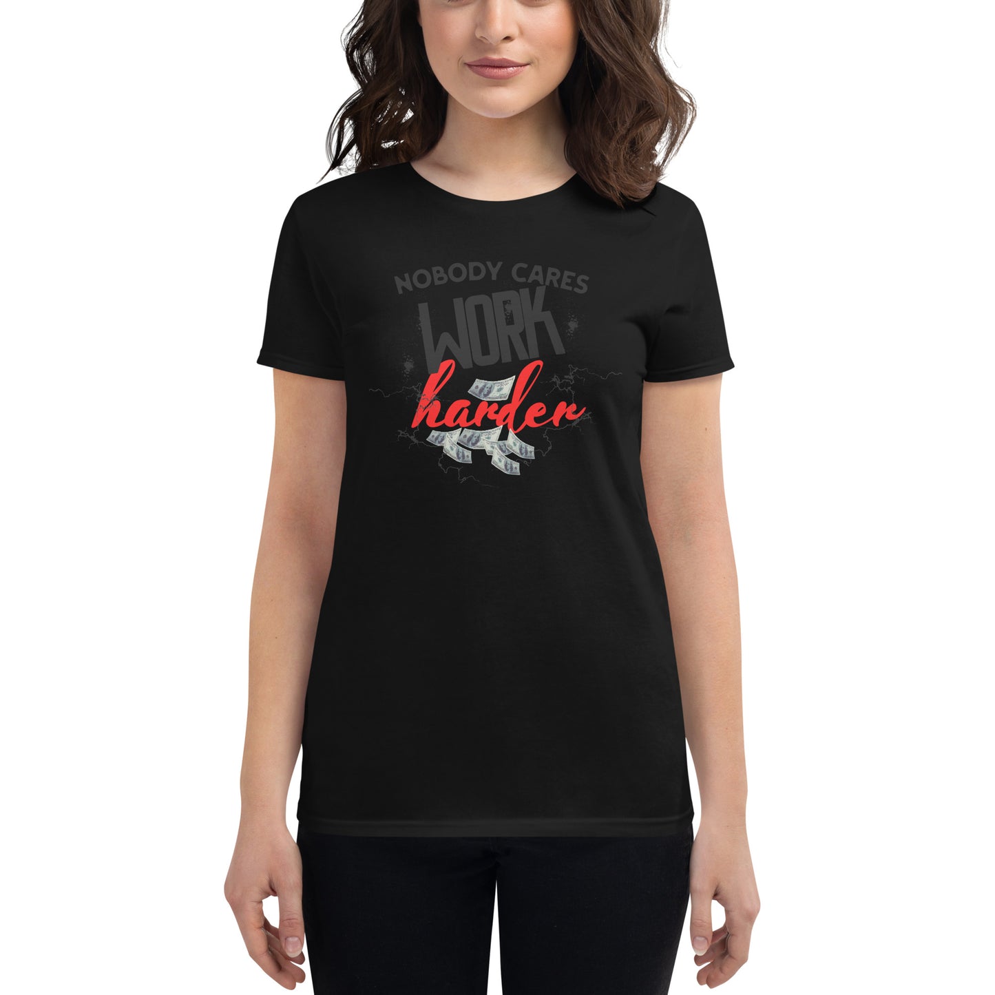 Work Harder Women’s Motivational Black T-Shirt