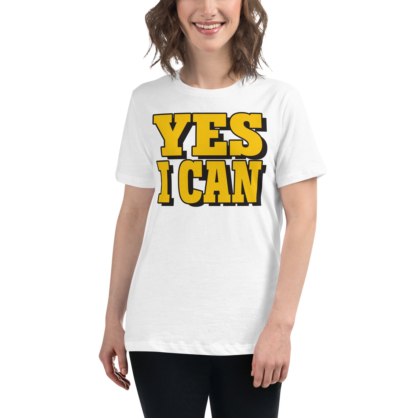 Yes I Can White Motivational Women’s T-Shirt Lifestyle