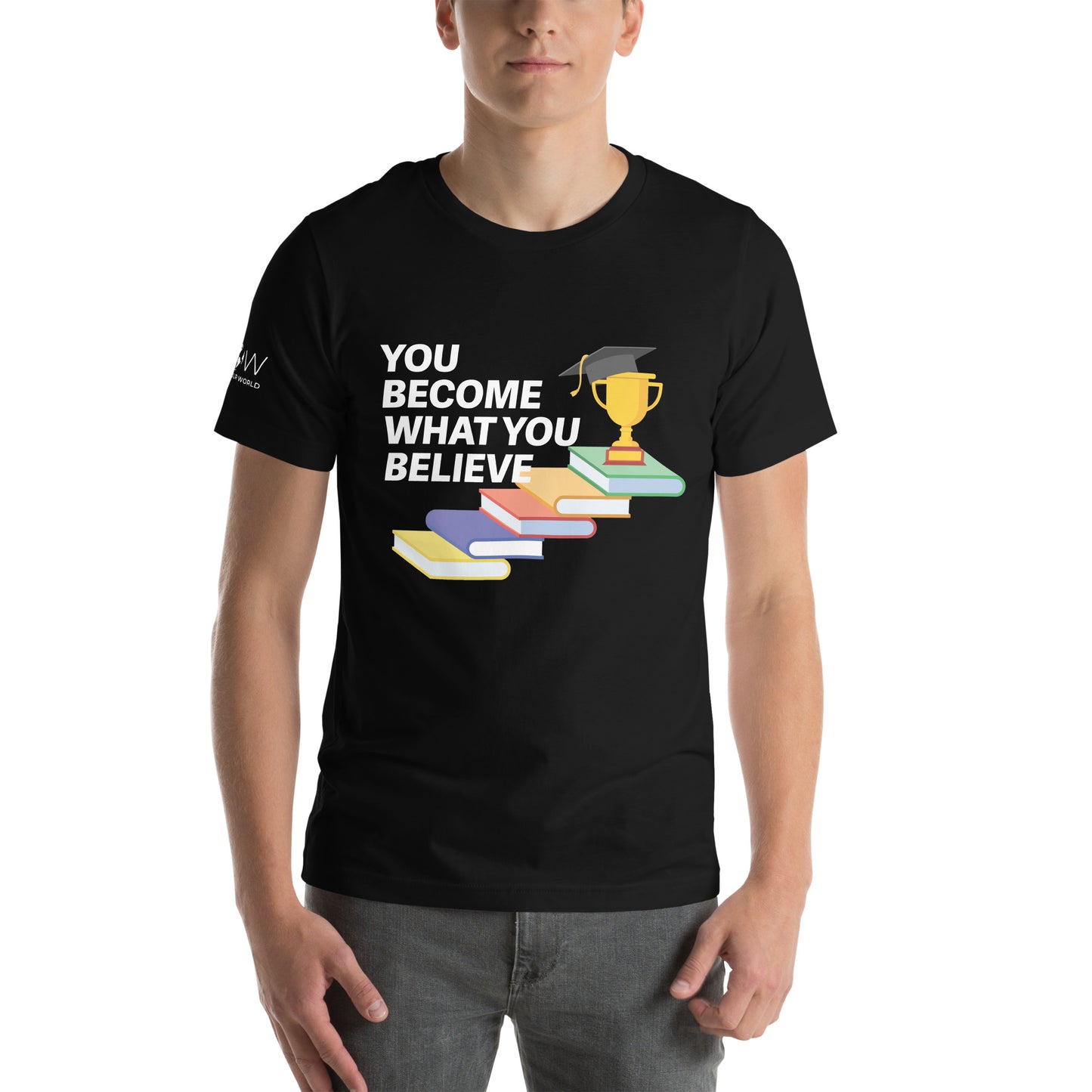 You Become What You Believe Men's Motivational Black T-Shirt