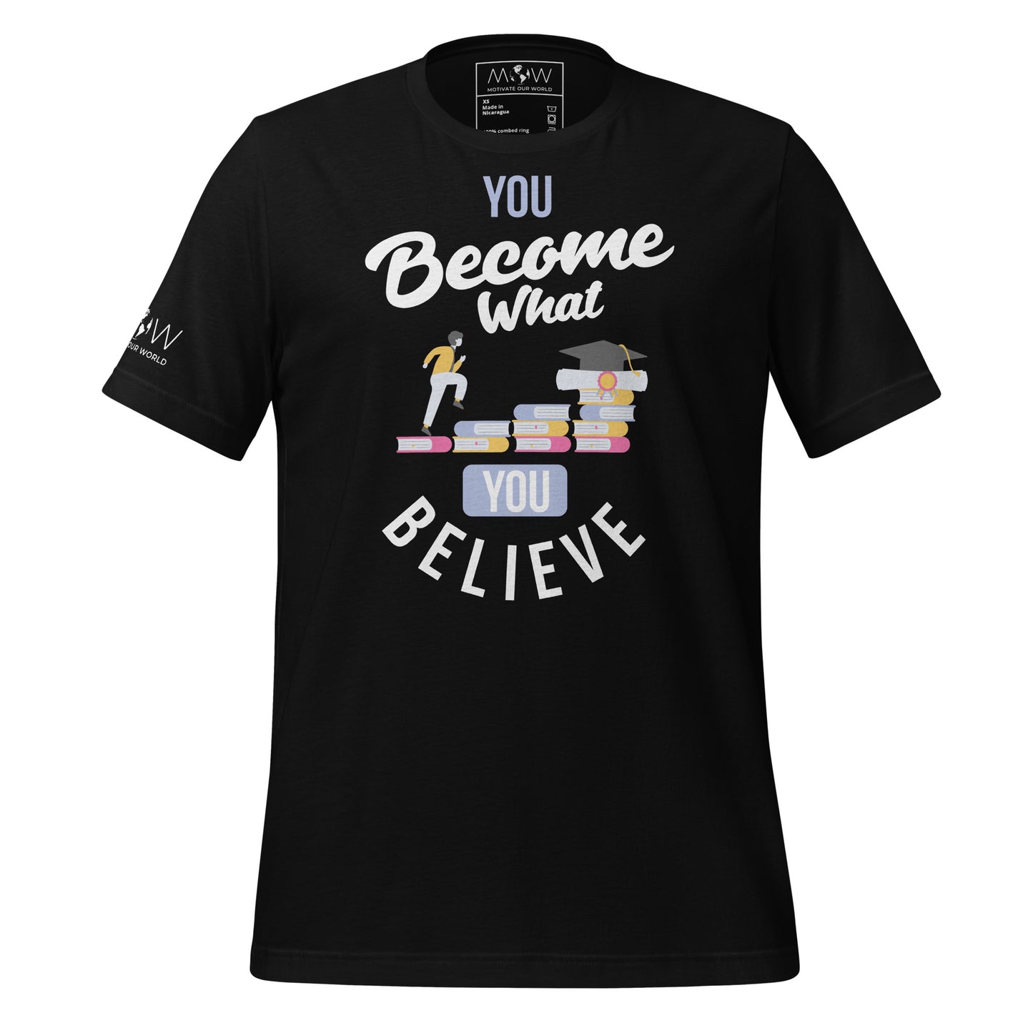 You Become What You Believe Men's Motivational Black T-Shirt