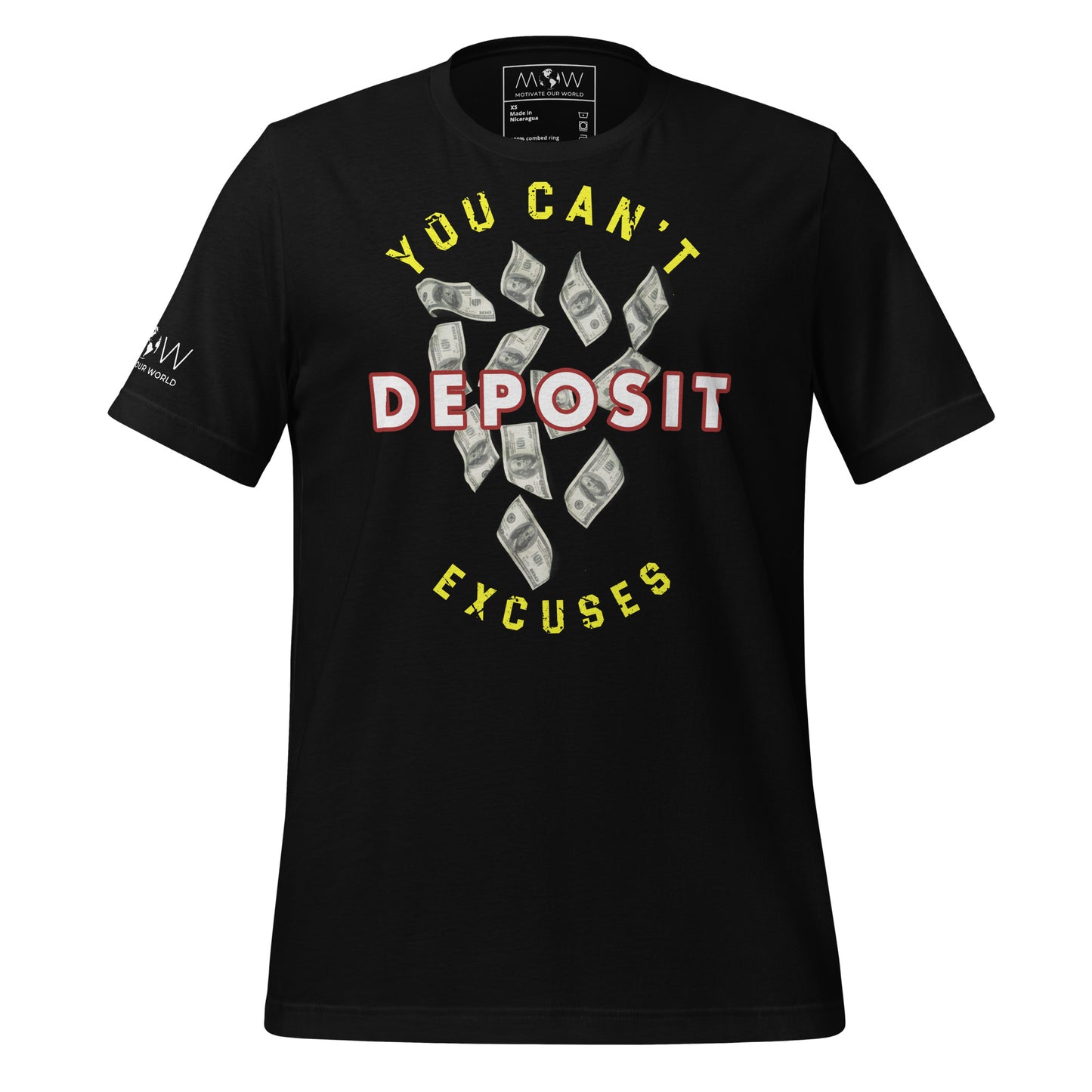 You Can’t Deposit Excuses III Men's Motivational Black T-Shirt