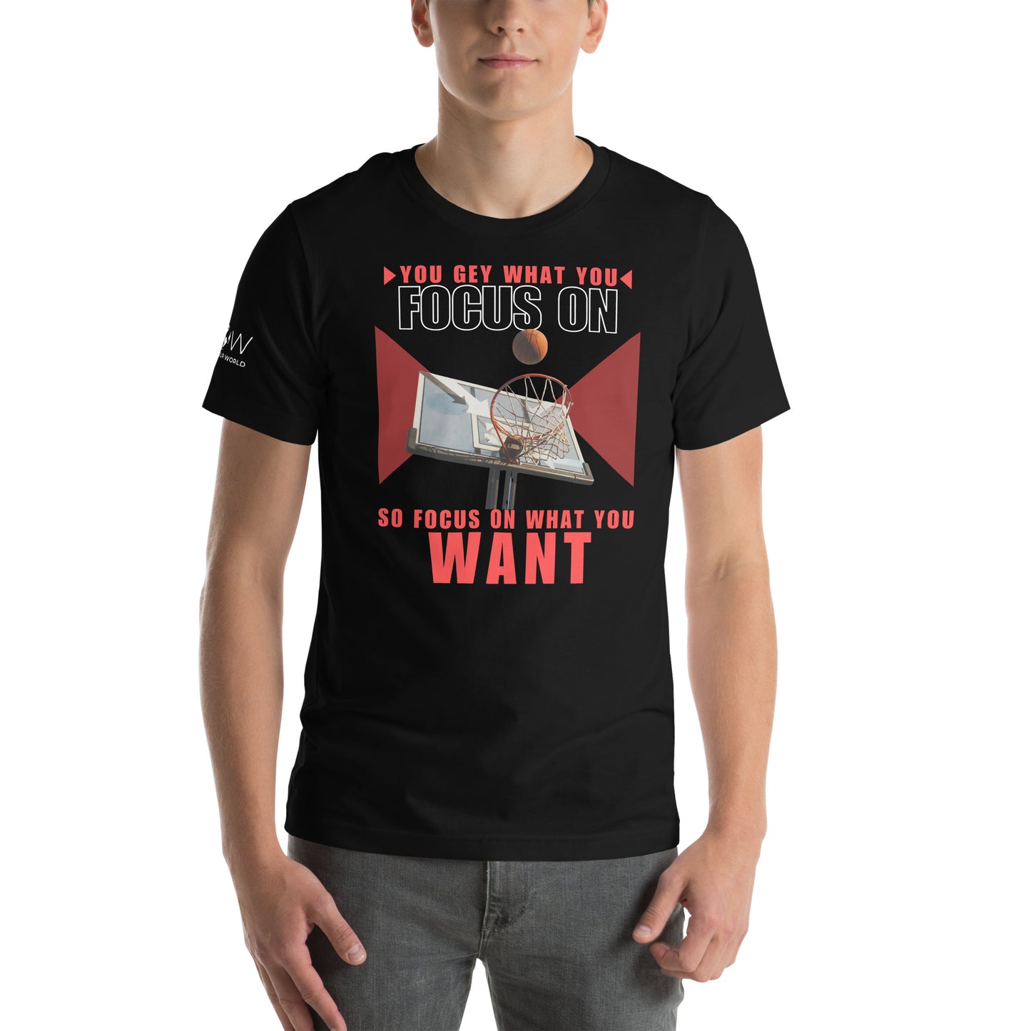 "You Get What You Focus On" Basketball Motivational Black T-Shirt