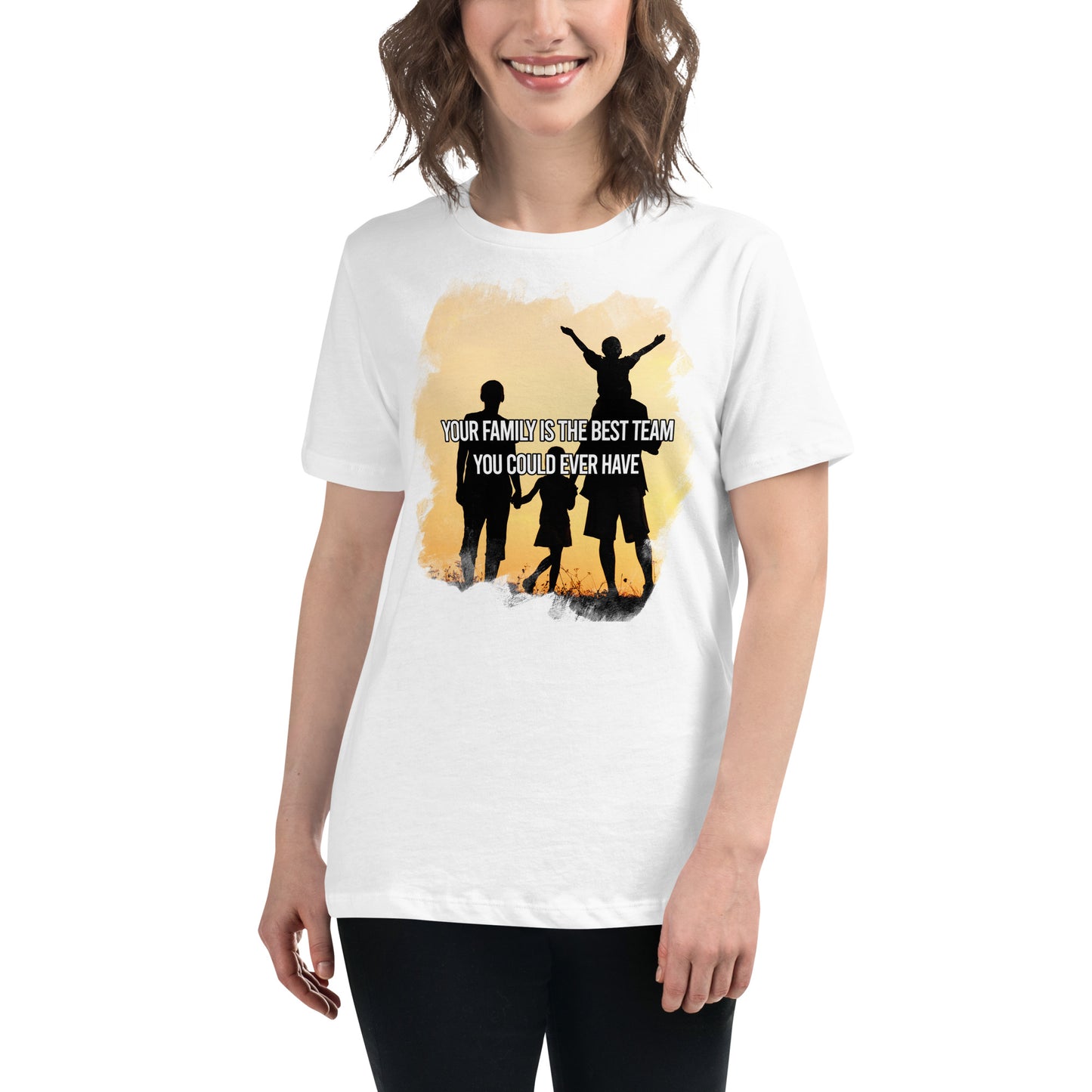Your Family Is the Best Team – Sunset Silhouette Edition White Motivational Women’s T-Shirt Lifestyle