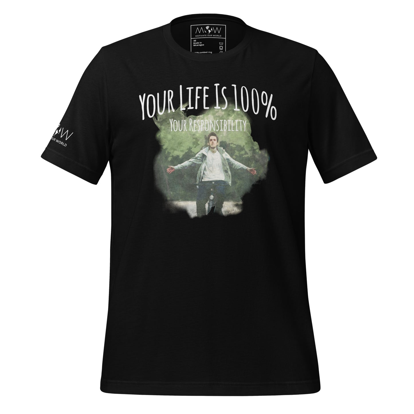 Your Life Is 100% Your Responsibility Men's Motivational Black T-Shirt