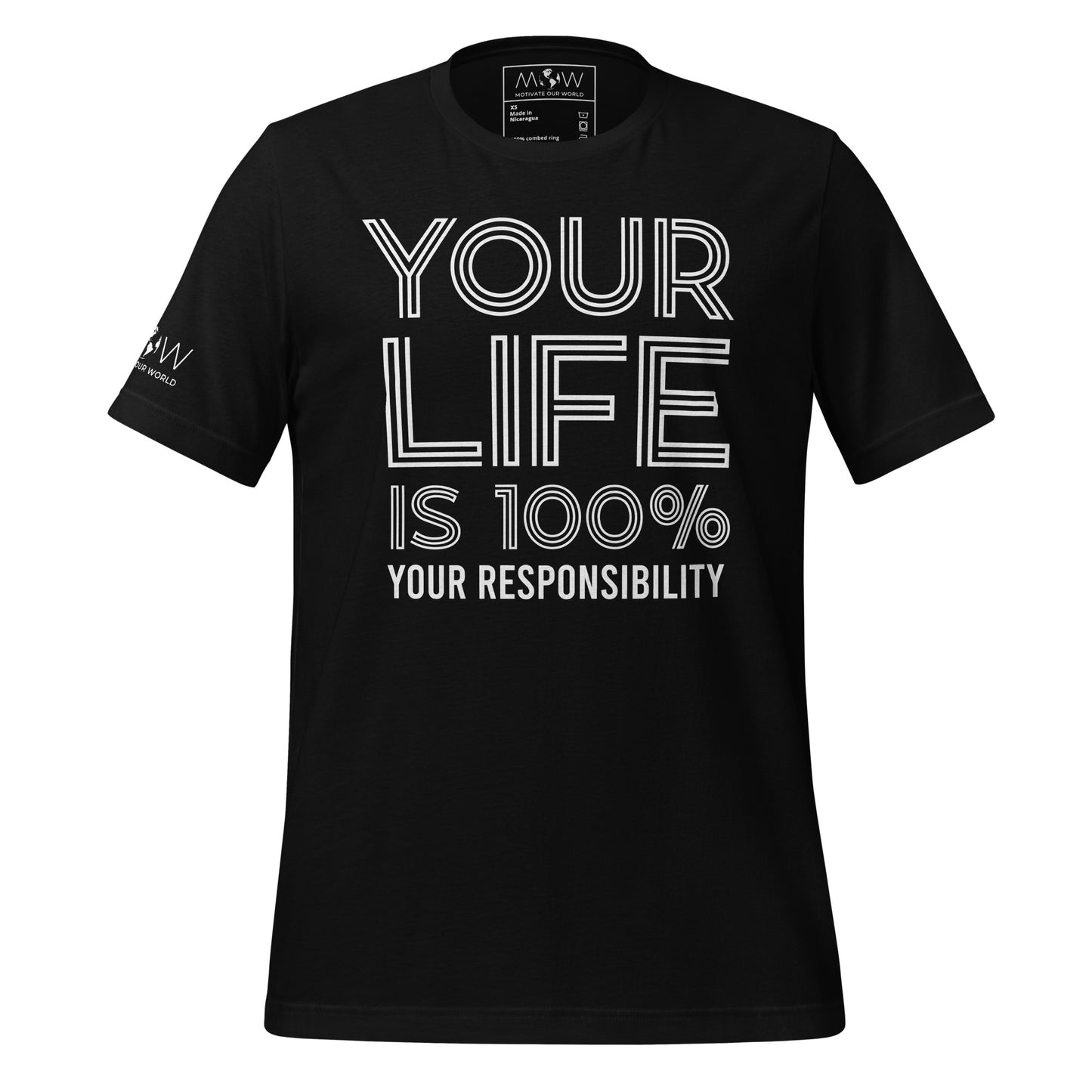 Your Life Is 100% Your Responsibility Men's Motivational Black T-Shirt