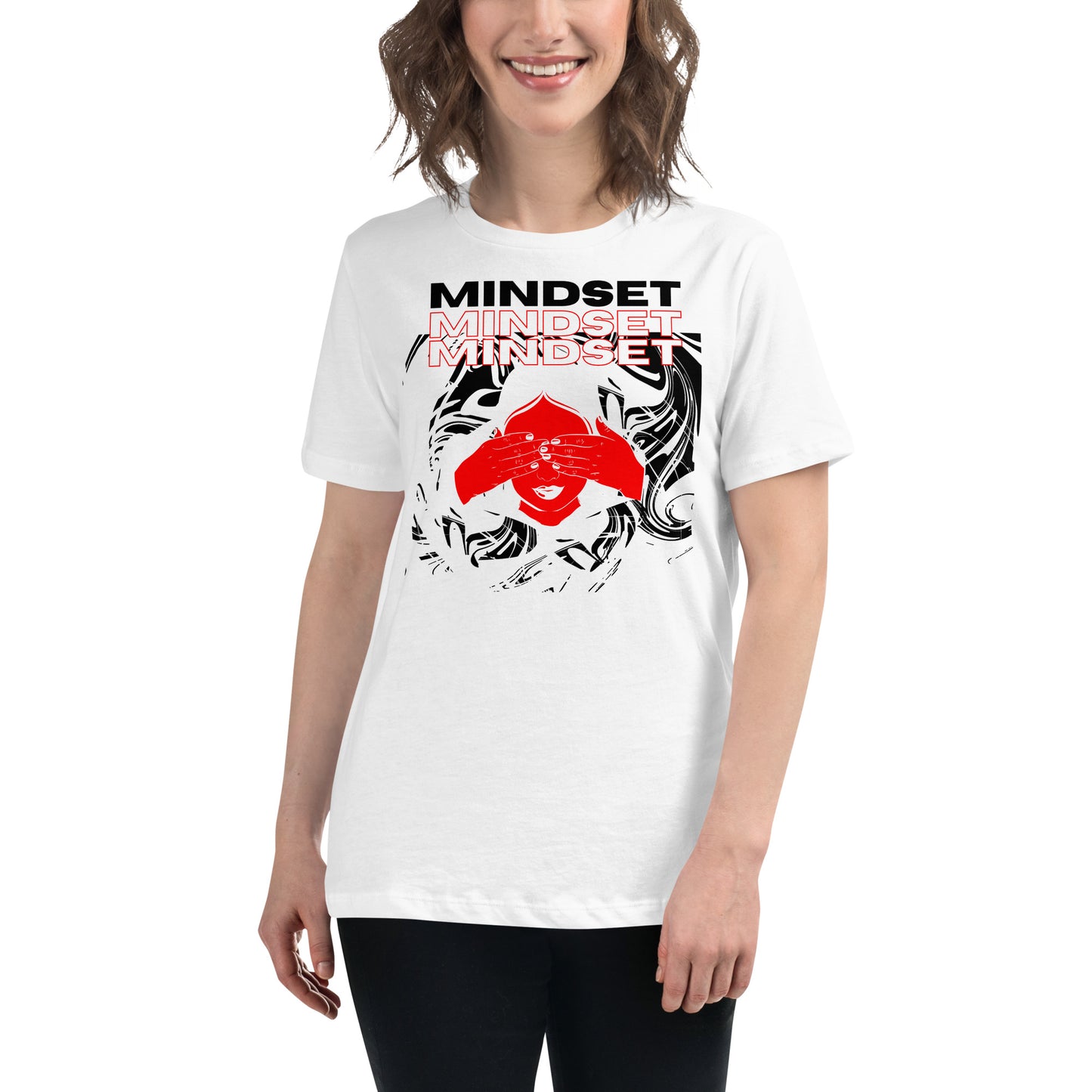 Your Mindset White Motivational Women’s T-Shirt Lifestyle