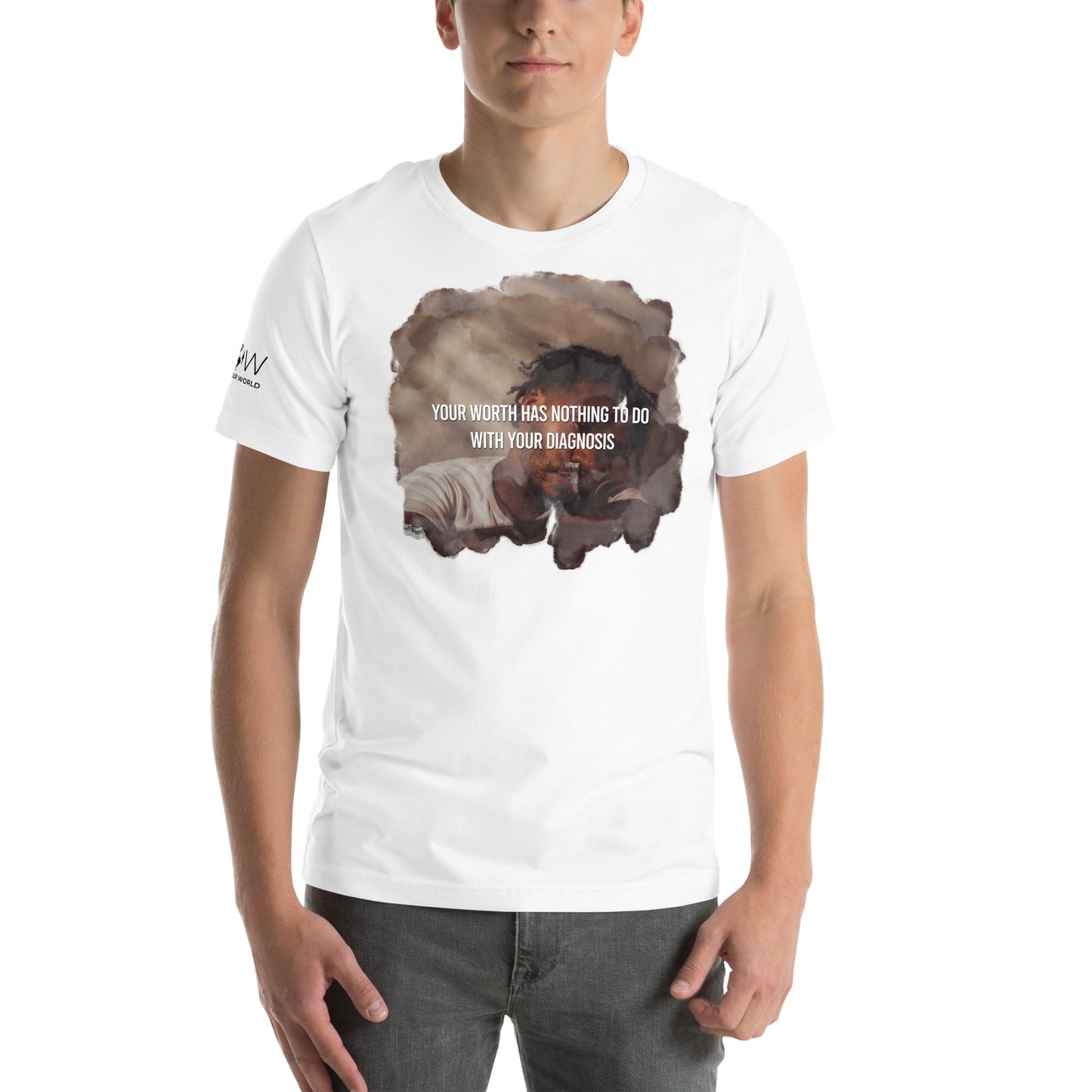 Your Worth Has Nothing to Do with Your Diagnosis - Reflection Edition White Motivational Men's T-Shirt Lifestyle